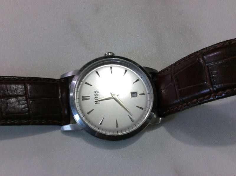 Designer Boss silver dial brown leather strap watch Size ONE SIZE - 5 Thumbnail