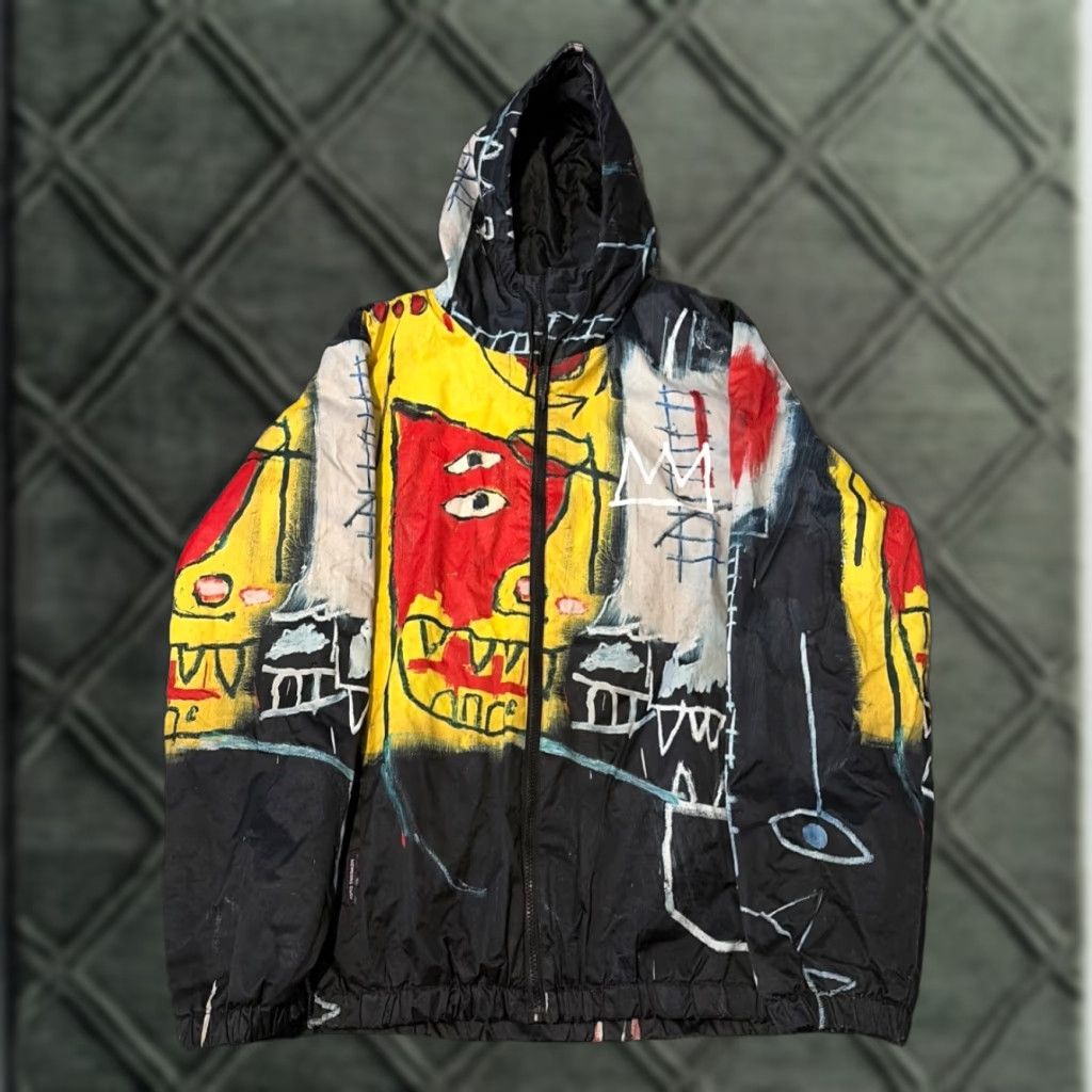 Members Only VINTAGE Jean Michael Basquiat X Members Only Black Full Zip Hooded Jacket XL Art Print Jacket Size US 36 / EU 52 - 1 Thumbnail