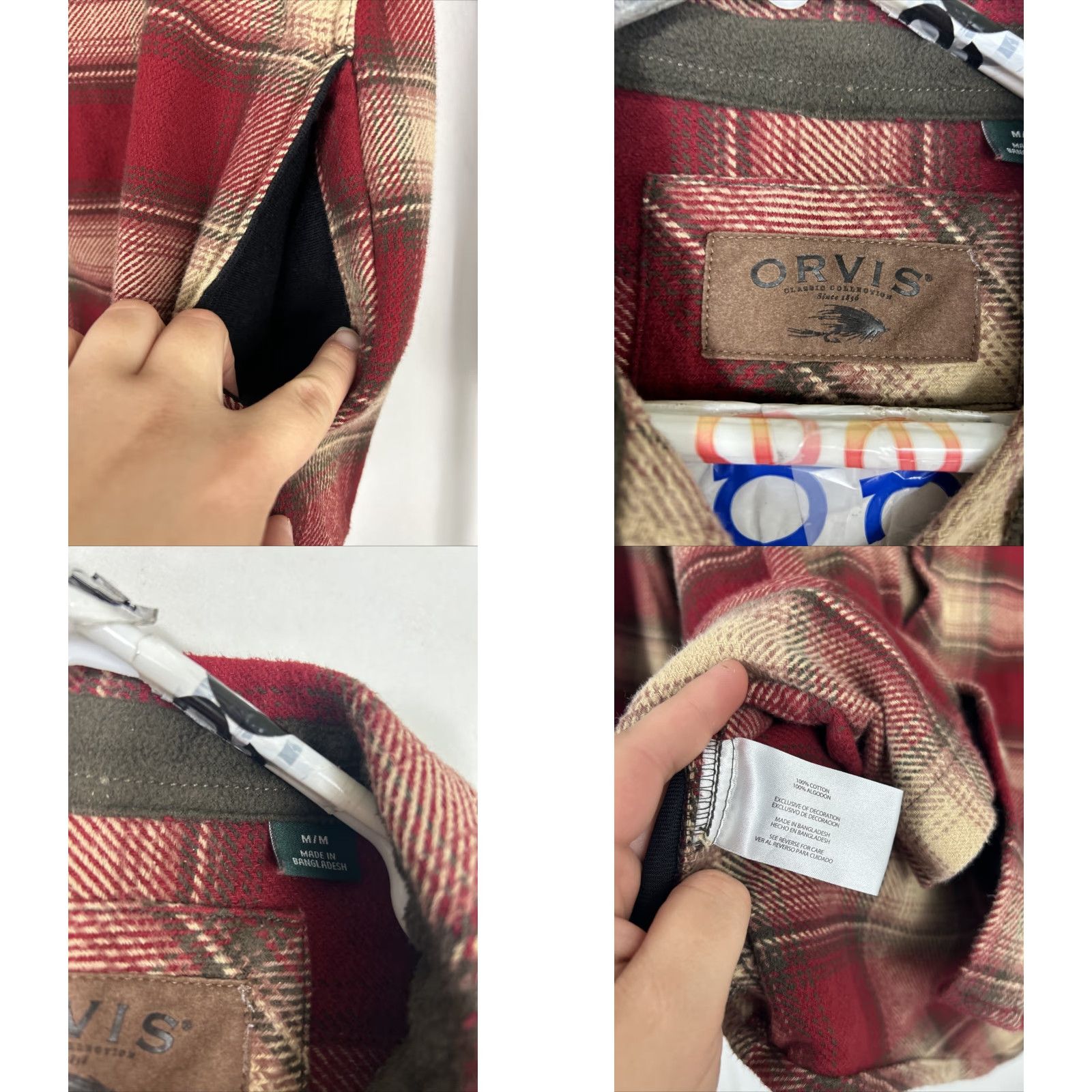 Orvis VINTAGE ORVIS Flannel Shirt Jacket Mens M Red Plaid Button Up Cotton Shacket Size US M / EU 48-50 / 2 - 8 Thumbnail