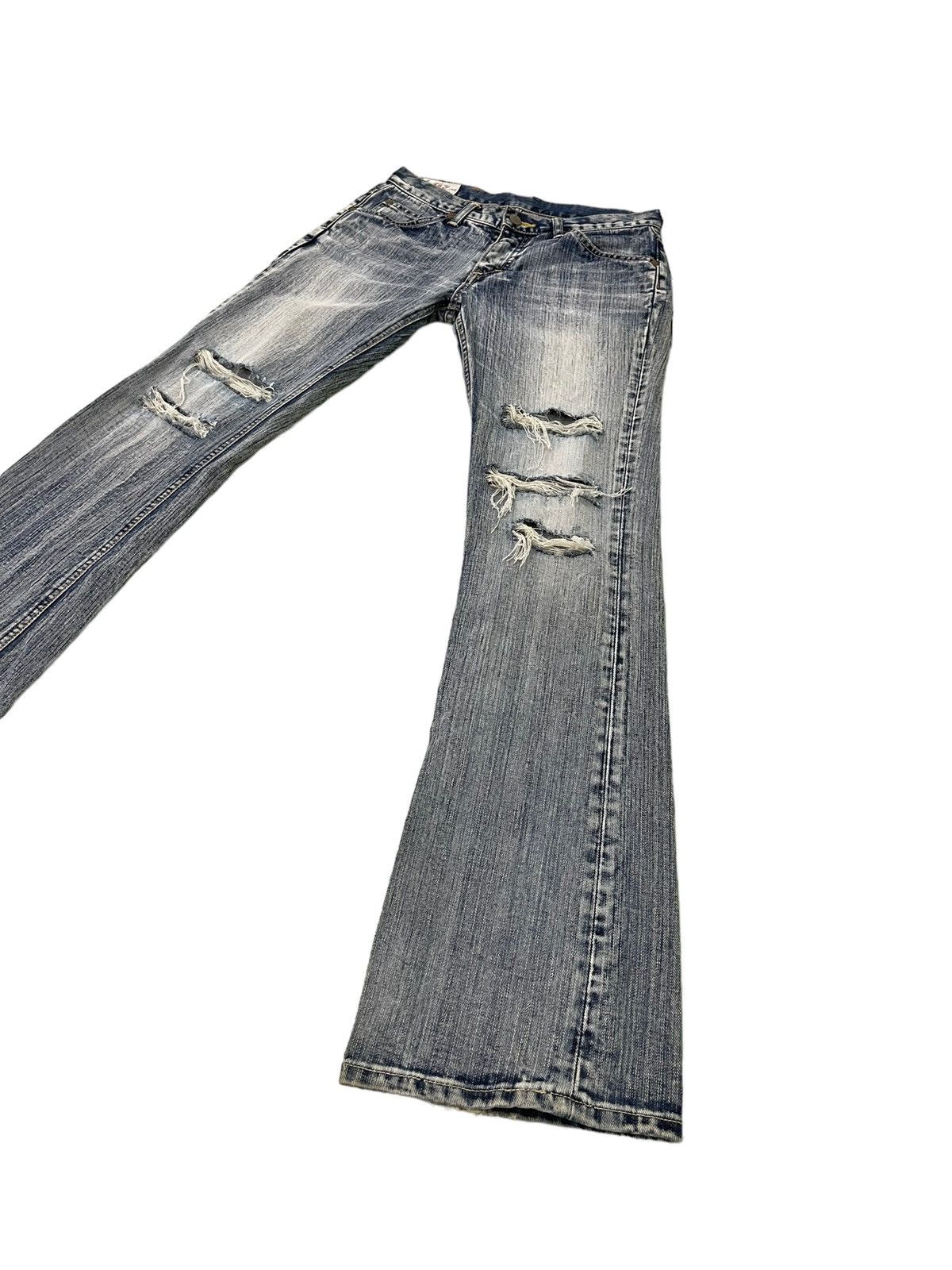 Lee Flare Jeans Lee Japan Faded Distress Low Rise Boot Cut 7🟦2 Size US 28 / EU 44 - 3 Thumbnail