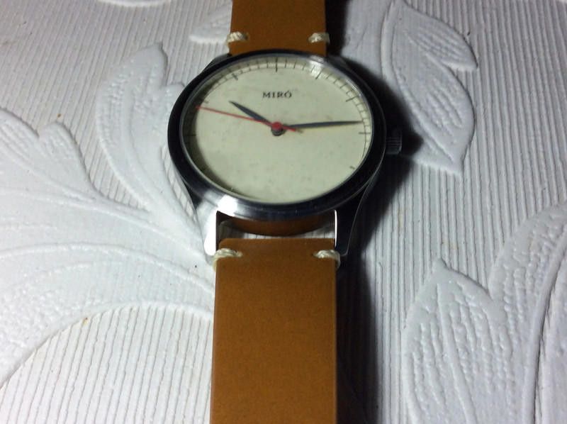 Designer Miro cream /Brown Men's leather strap Watch Size ONE SIZE - 2 Thumbnail