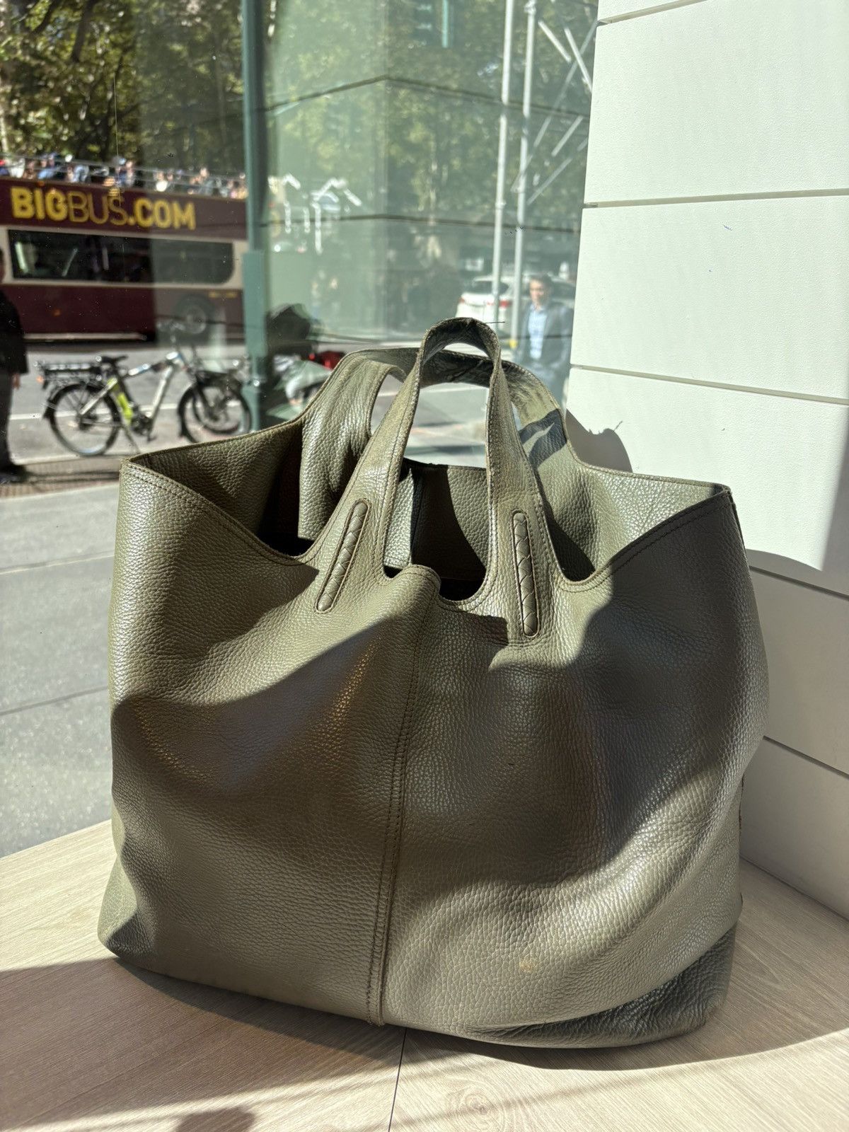 Bottega Veneta Large Pebbled Leather Tote Army Green (2007)