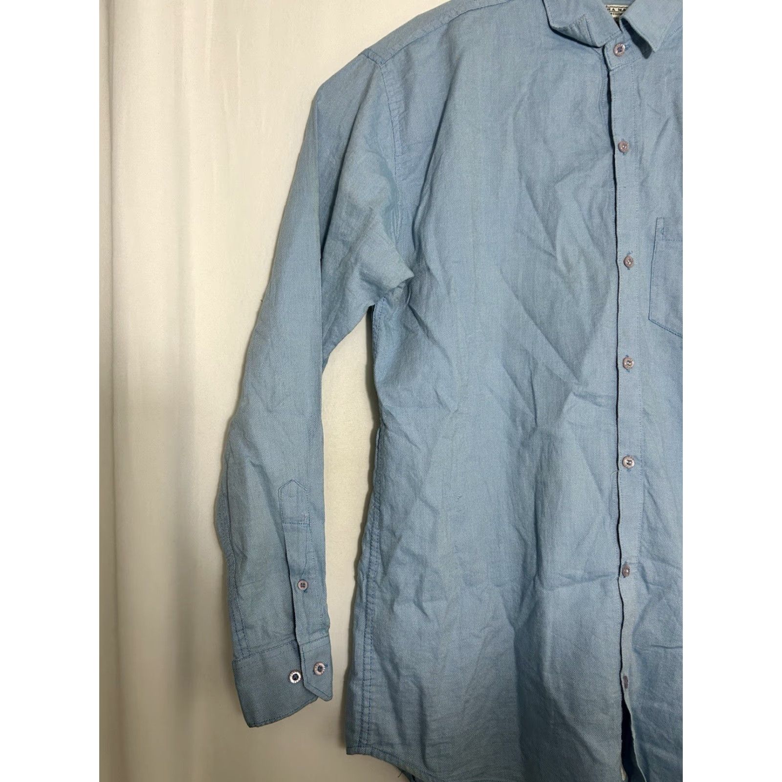 Zara Zara Man Denim Shirt Button-Down Long Sleeve Blue Couture Slim Fit L Size Men Size US L / EU 52-54 / 3 - 2 Thumbnail