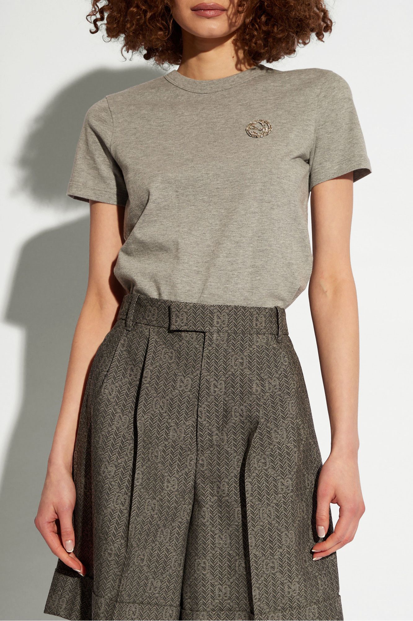 Gucci o1la5ras0526 Cotton Jersey T-Shirt With Embroidery in Grey Size S / US 4 / IT 40 - 3 Thumbnail