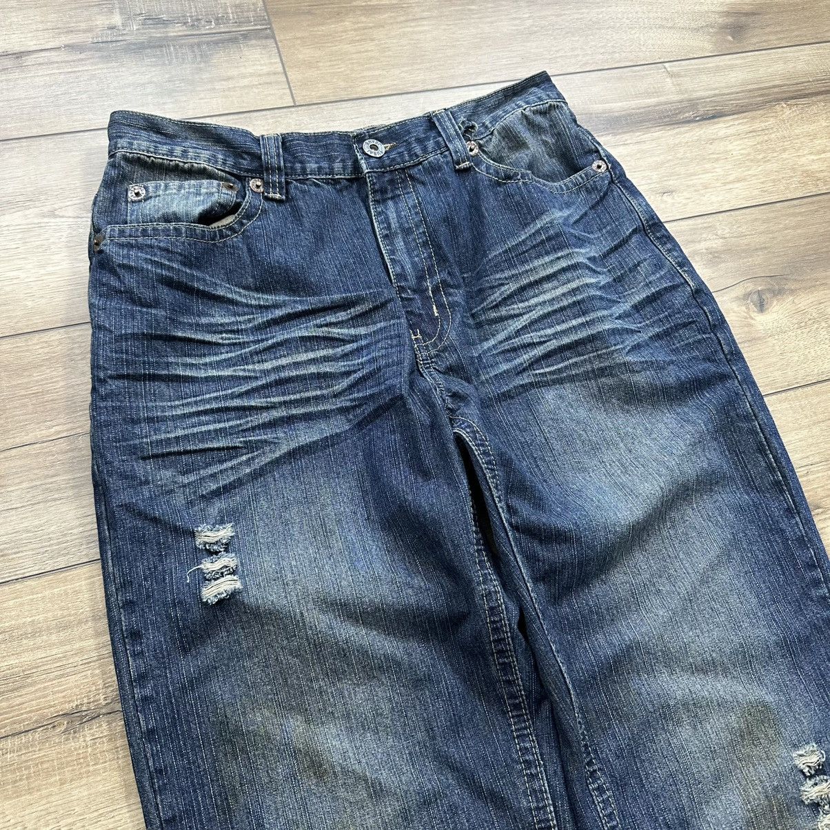 FUSAI Vintage 2000s Y2K Fusai Wide Leg Embroidered Jeans Size US 34 / EU 50 - 4 Thumbnail