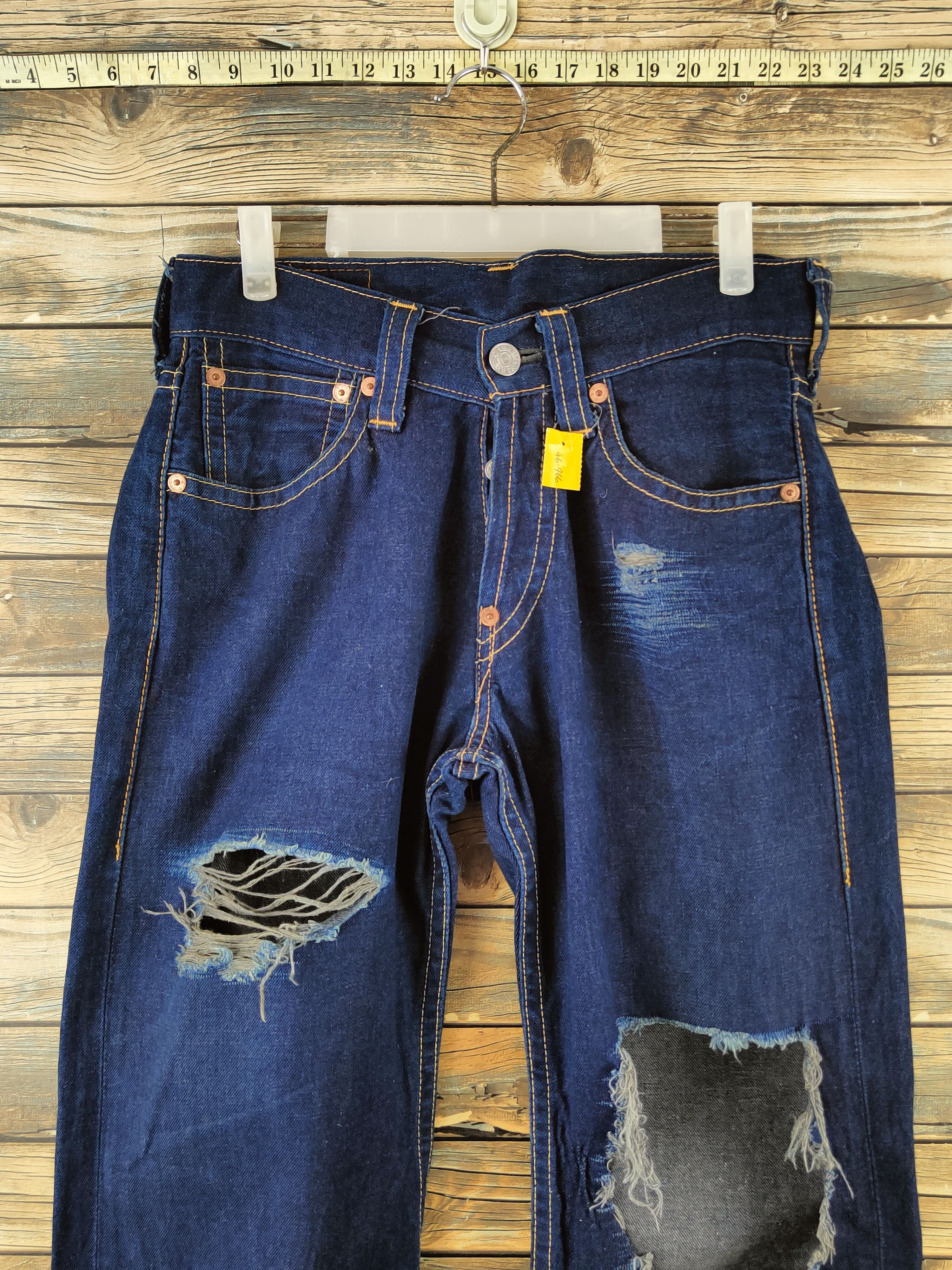 Levi's DL Levi's buckle back Distressed Ripped denim Jeans #46-966 Size US 30 / EU 46 - 2 Thumbnail
