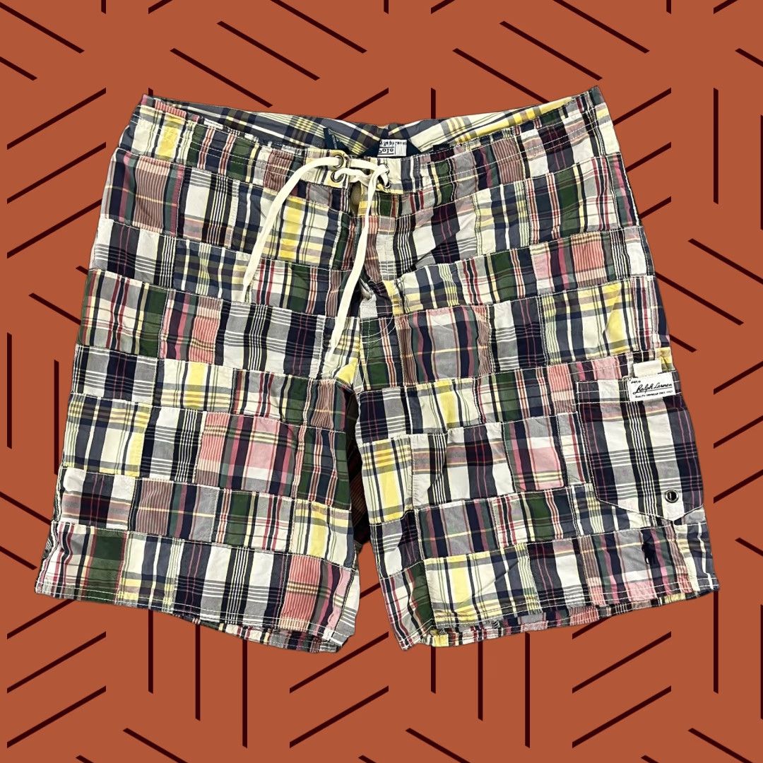 Polo Ralph Lauren VINTAGEPOLO RALPH LAUREN Swim Trunks Men Size 34 x 9" Linerless Patchwork Plaid Shorts Size US S / EU 44-46 / 1 - 1 Thumbnail