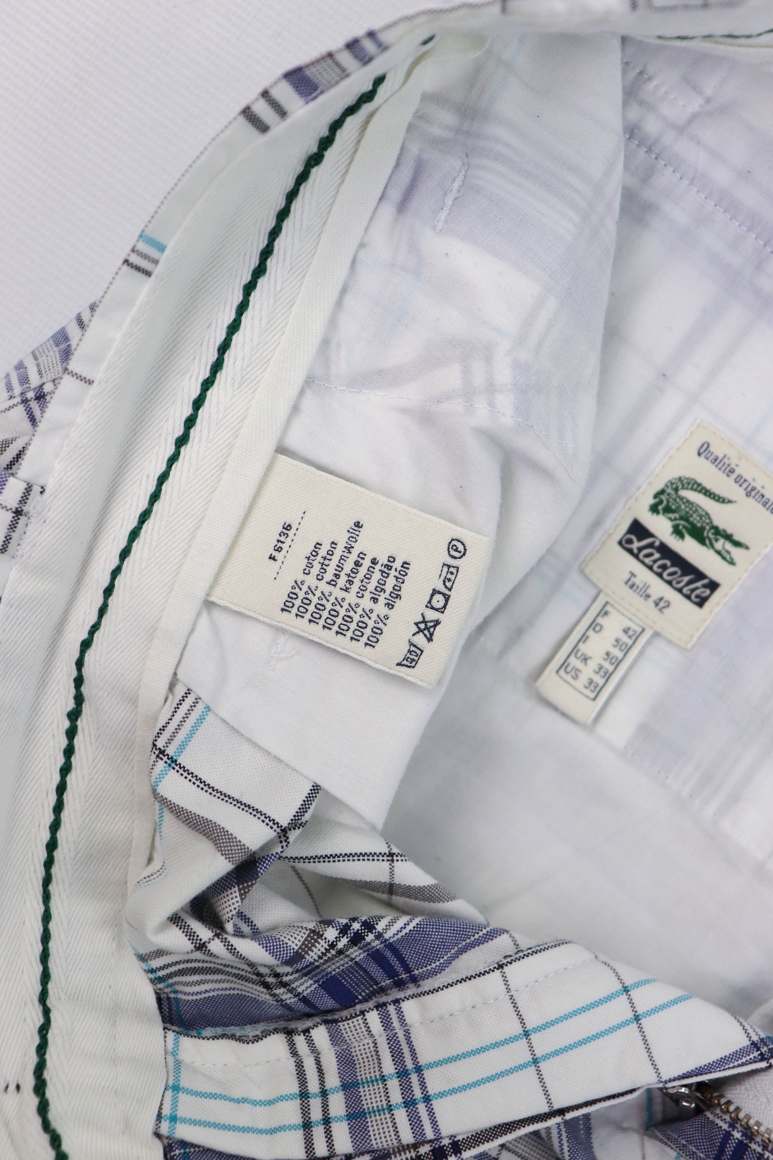 Lacoste Lacoste White Plaid Check Cotton Bermuda Cargo Shorts Size US 33 - 9 Thumbnail