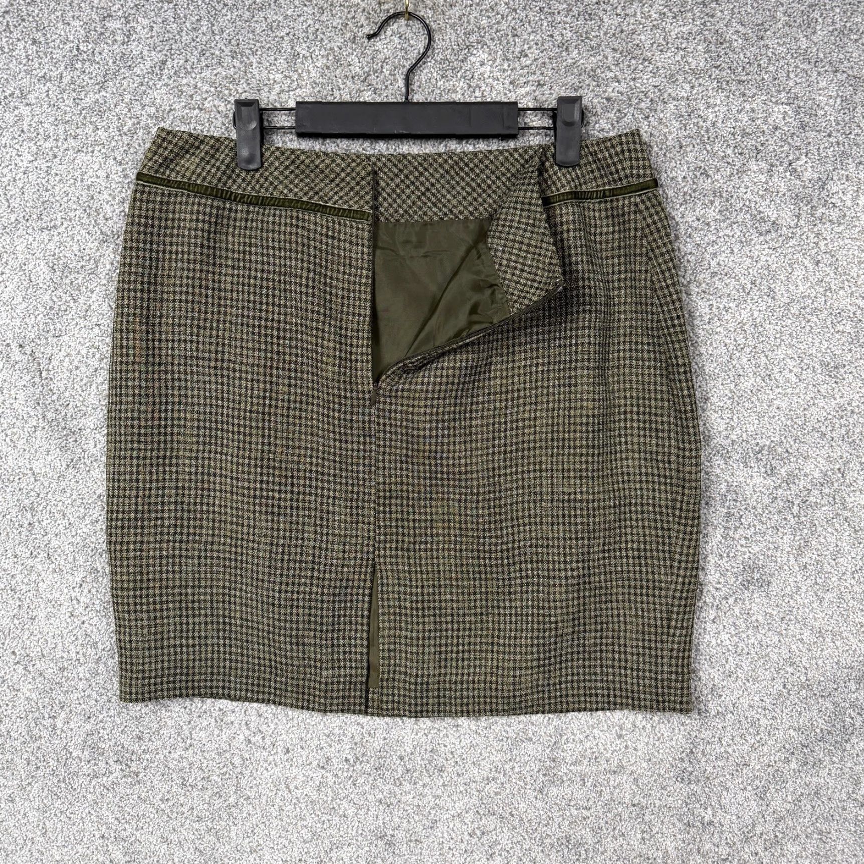 Vintage B Moss Skirt 12 Green Lined Tweed Office Workwear Classic Pencil Knee Length Womens Size 34" / US 12 / IT 48 - 7 Thumbnail