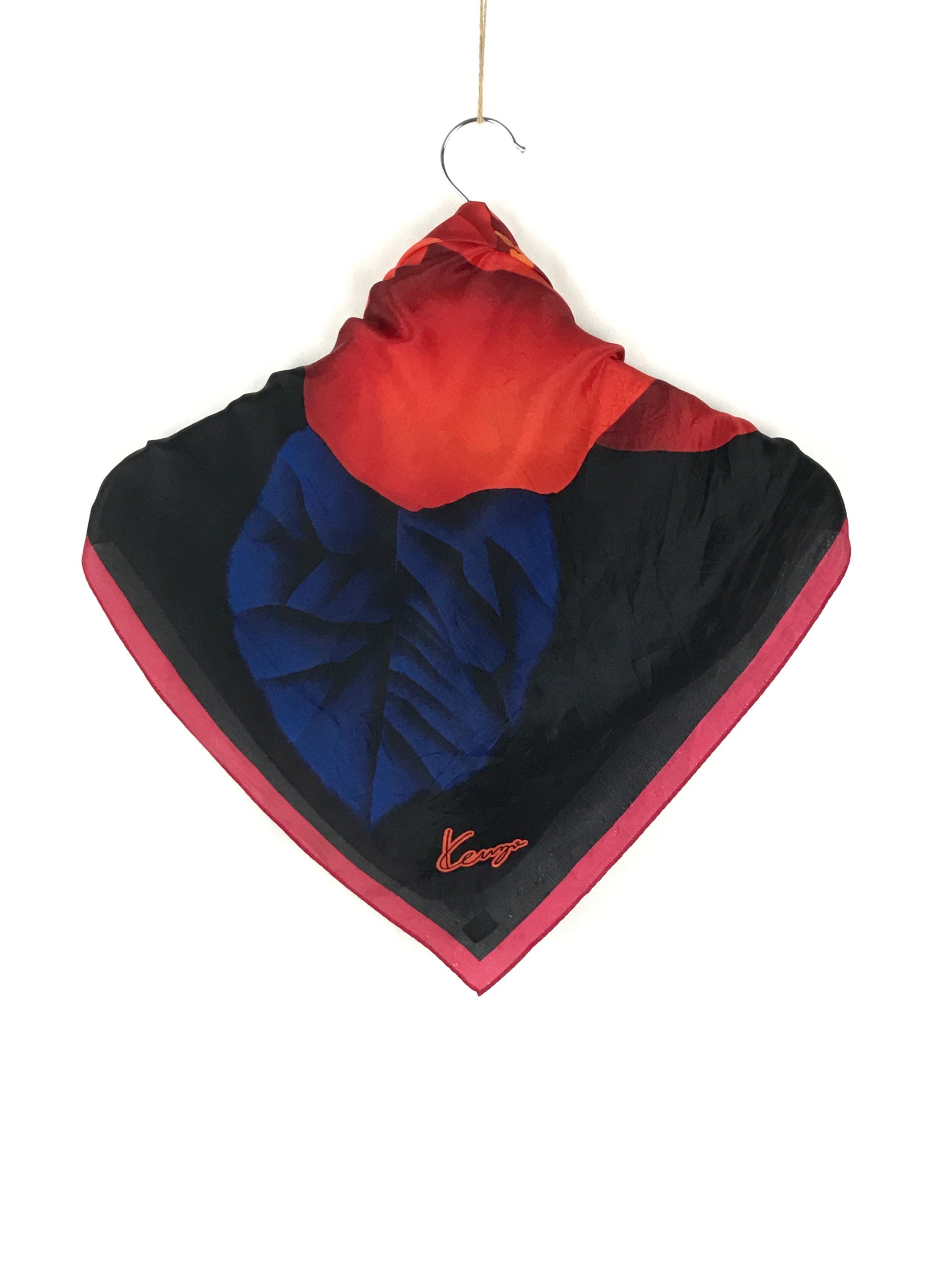 Japanese Brand Vintage Kenzo Floral Silk Scarf Size ONE SIZE - 3 Thumbnail