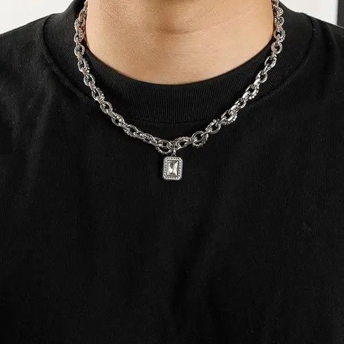 Jewelry Silver Chain Necklace with Pendant Size ONE SIZE - 5 Thumbnail