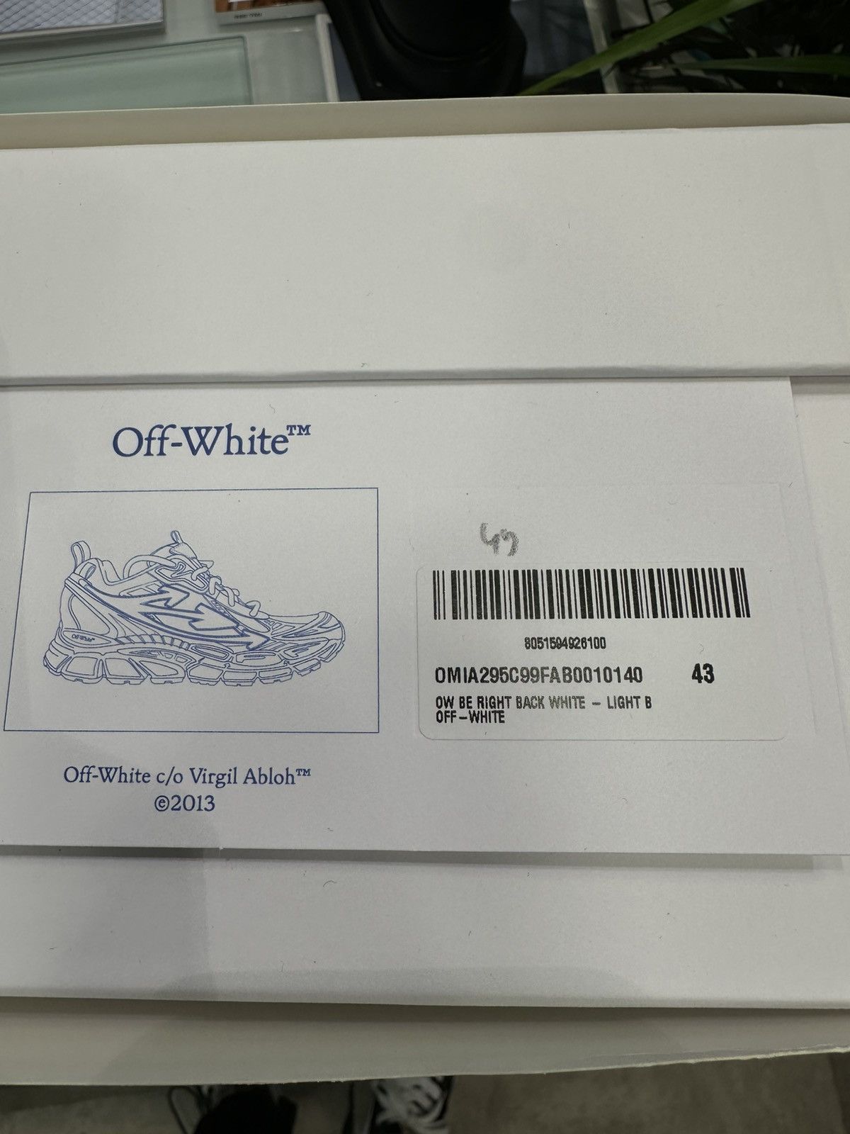 Off-White OFF-WHITE - Be Right Back Sneakers White Light Blue Size US 10 / EU 43 - 7 Thumbnail