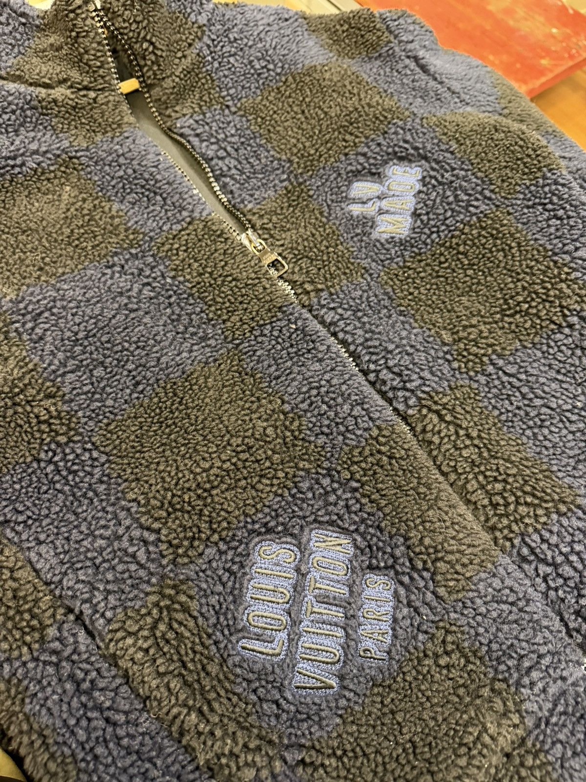 Louis Vuitton Louis Vuitton Checkered Sherpa Jacket - Blue Size US L / EU 52-54 / 3 - 3 Thumbnail