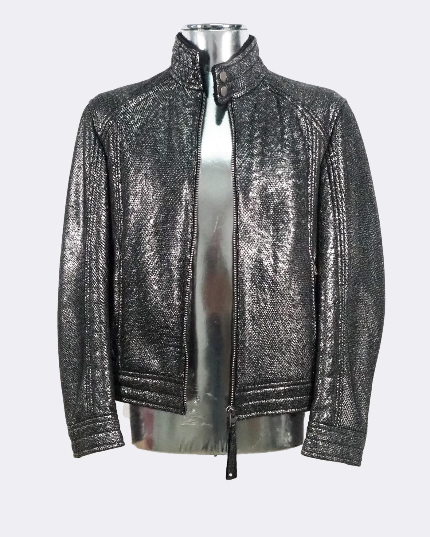 Hugo Boss Hugo Boss 'Codes' Shearling Silver Leather Jacket $2125 Size US S / EU 44-46 / 1 - 11 Thumbnail