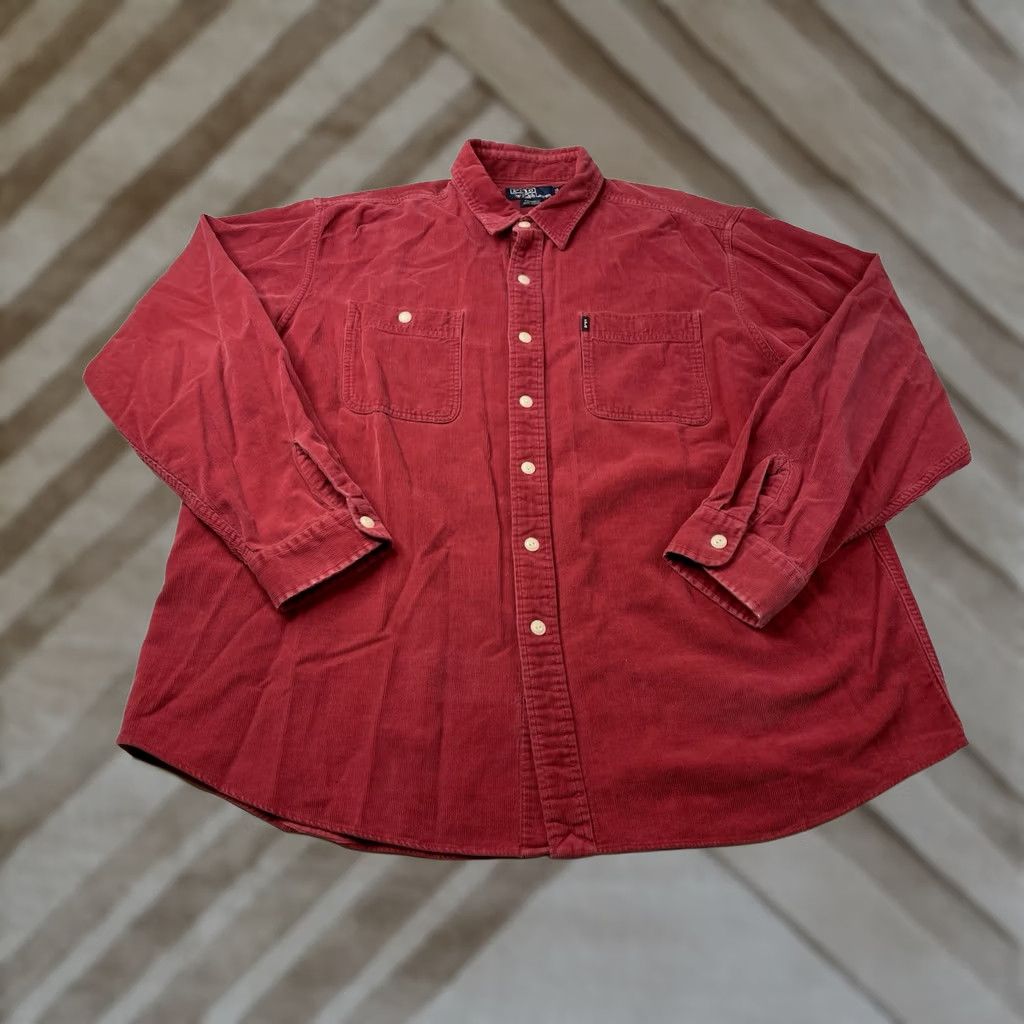 Polo Ralph Lauren VINTAGE Polo Ralph Lauren Shirt Mens XL Red Farrell Corduroy Heavyweight Button Size US XL / EU 56 / 4 - 1 Thumbnail
