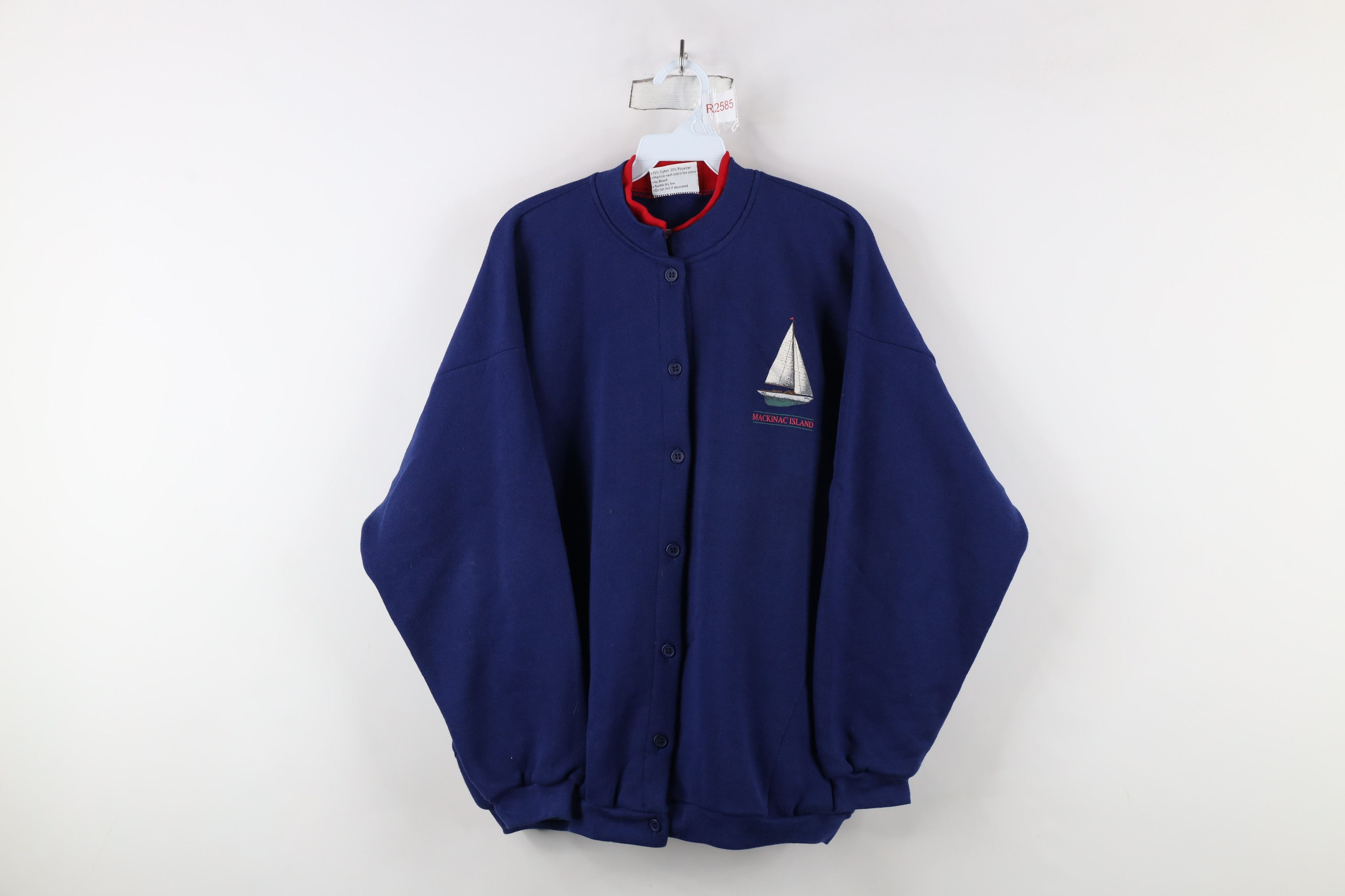 Vintage Vintage 90s Streetwear Sailboat Cardigan Sweatshirt USA Size XXL / US 16-18 / IT 52-54 - 1 Thumbnail