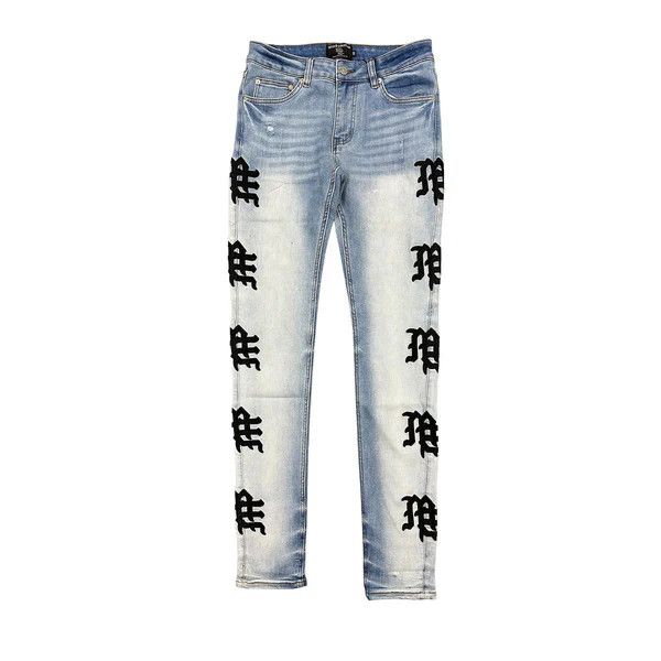 Other Mixed Emotions Monogram Light Blue Wash Jeans Size US 30 / EU 46 - 1 Preview