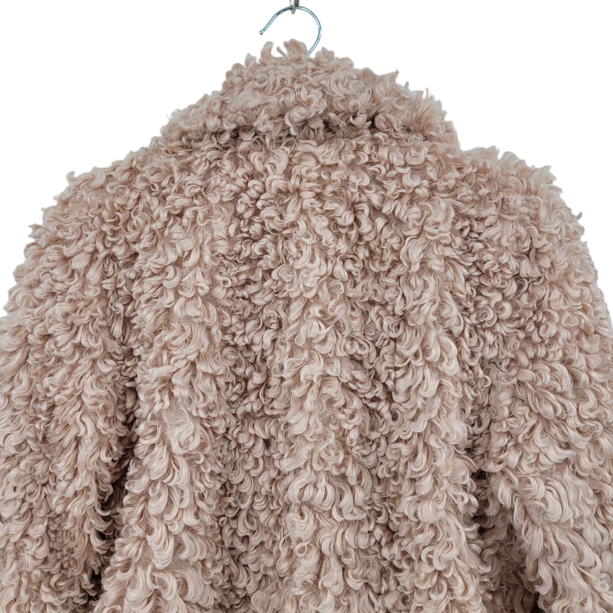Designer Tahari Teddy Coat M Pink Vegan Faux Fur Curly Textured Jacke Size M / US 6-8 / IT 42-44 - 9 Thumbnail