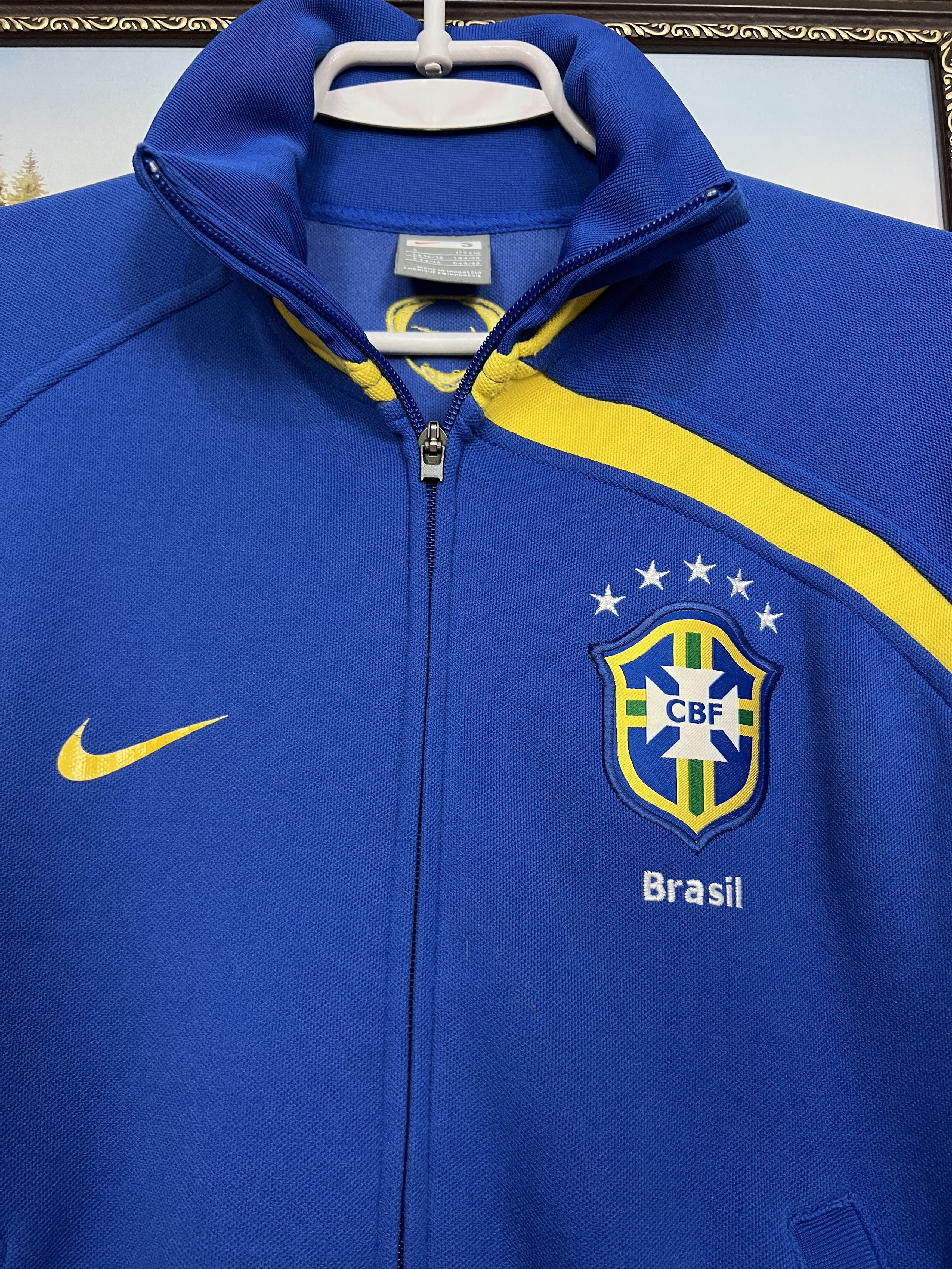 Nike Vintage Nike Brazil Football Blue Jacket Soccer Track Top Size US S / EU 44-46 / 1 - 3 Thumbnail