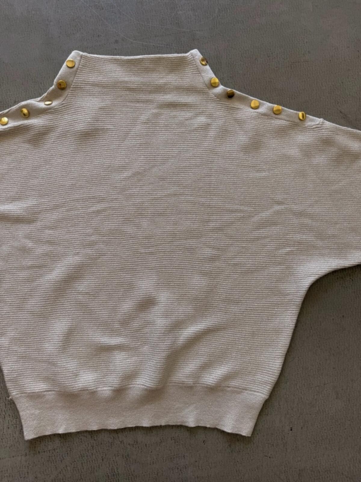 Other Tahari / Ribbed Mock Neck Sweater / Cream Gold Size S / US 4 / IT 40 - 1 Thumbnail