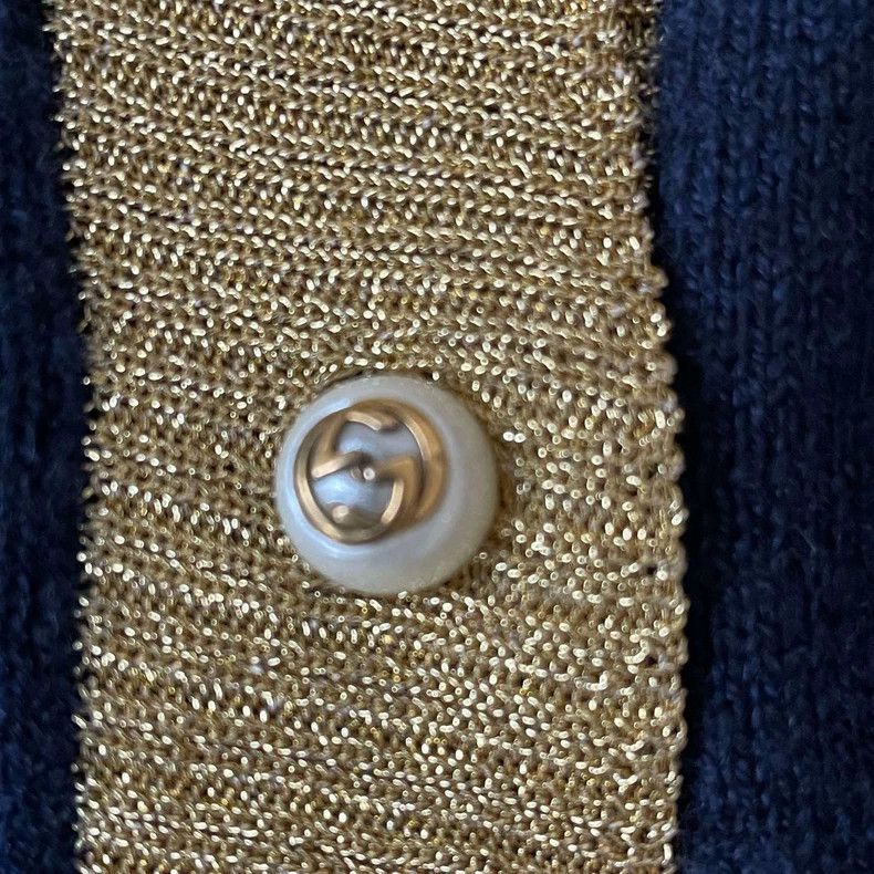 Gucci GucciDark blue gold-rimmed knitted cardigan sweater 2503-Ne Size US M / EU 48-50 / 2 - 6 Thumbnail
