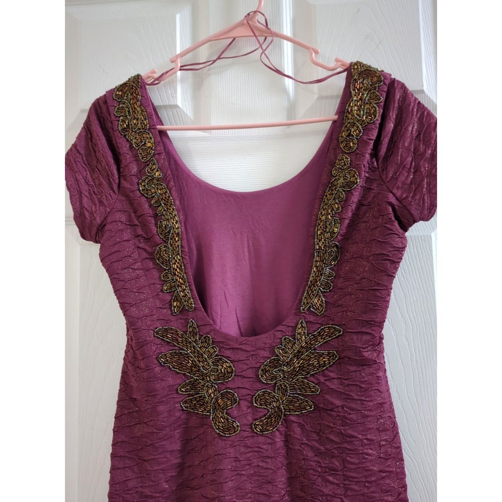 Free People Free People Beaded Wild Plum Mini Bodycon Dress Short Sleeve Women Size S NWT NWT Size S / US 4 / IT 40 - 5 Thumbnail