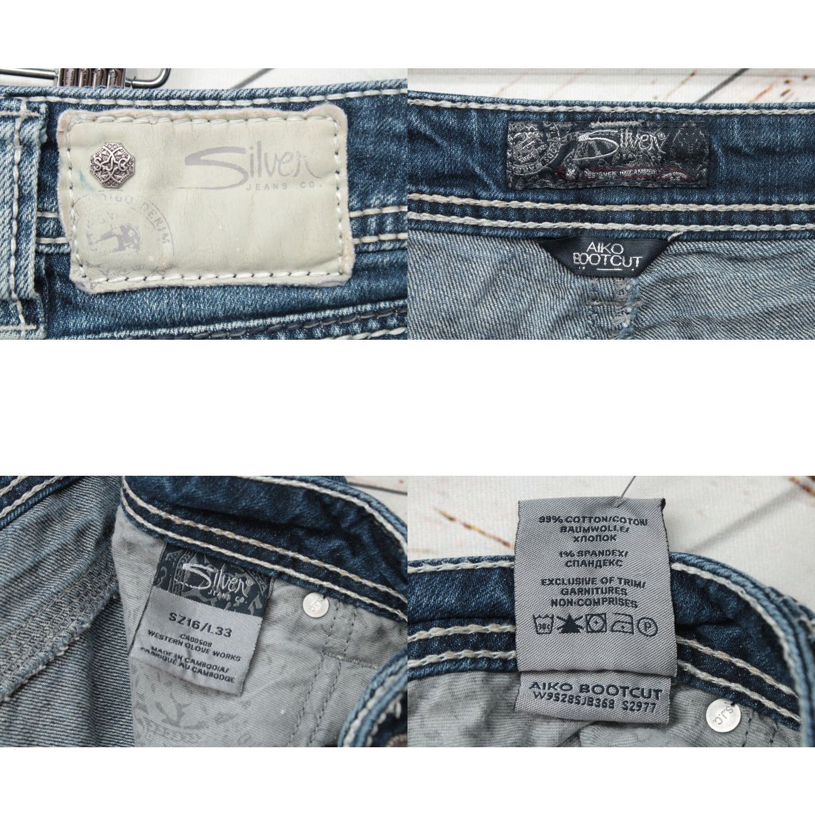 Silver Jeans Co. Silver Aiko Bootcut Jeans Women's 16 Blue Mid-Rise Embroidered Cowgirl Size 38" / US 16 / IT 52 - 8 Thumbnail