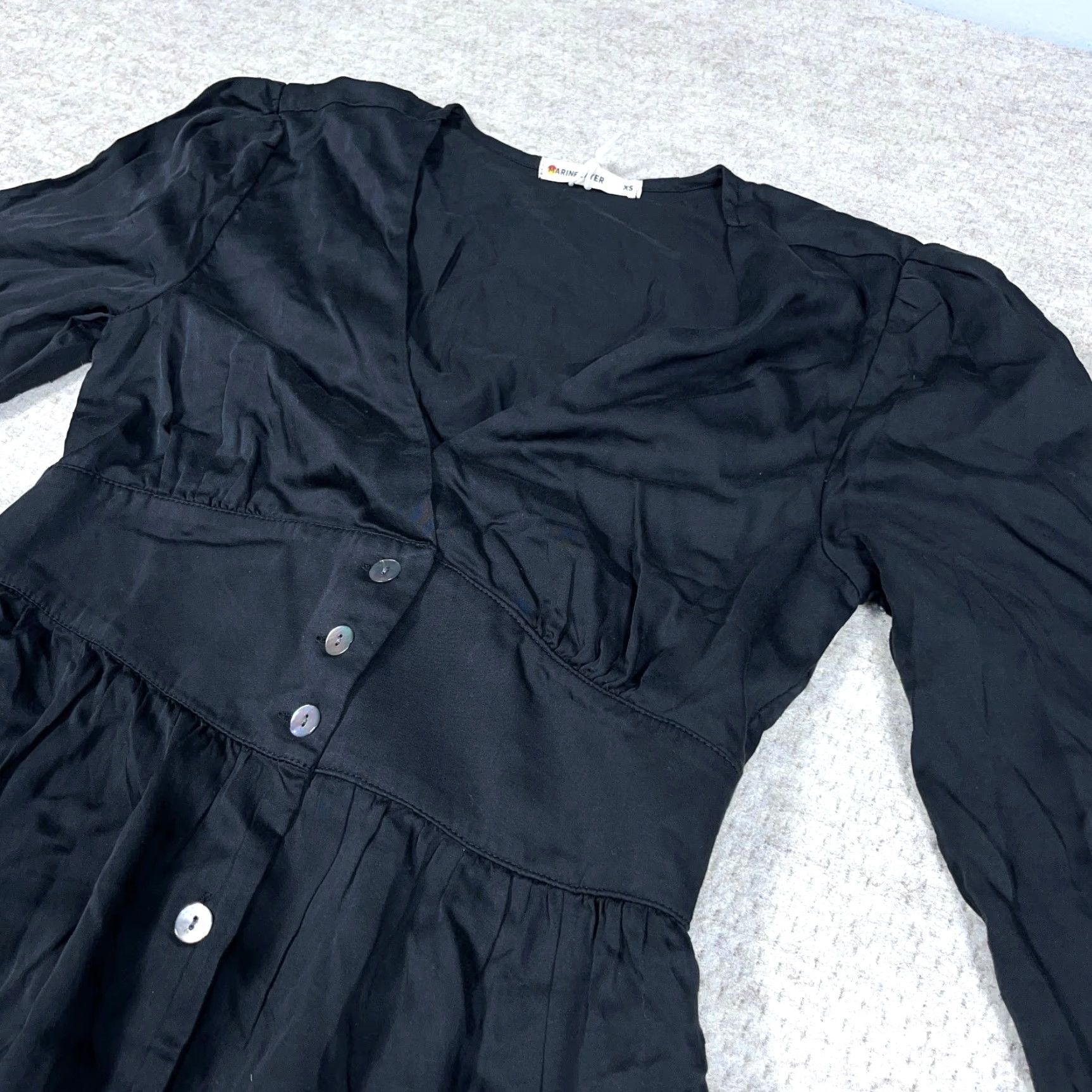 Marine Layer Marine Layer Dress Shirt Dress Women XS Black Lyocell Knit 3/4 Sleeve V-Neck Long Button Casual Beach Bohemian Peasant Spring Summer Size XS / US 0-2 / IT 36-38 - 5 Thumbnail