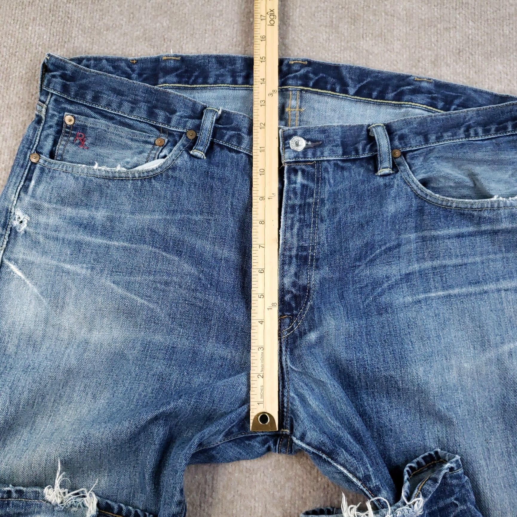 Ralph Lauren RALPH LAUREN Jeans 40x32 Blue Distressed Slim Straight Fit Denim Mens Size US 40 / EU 56 - 7 Thumbnail