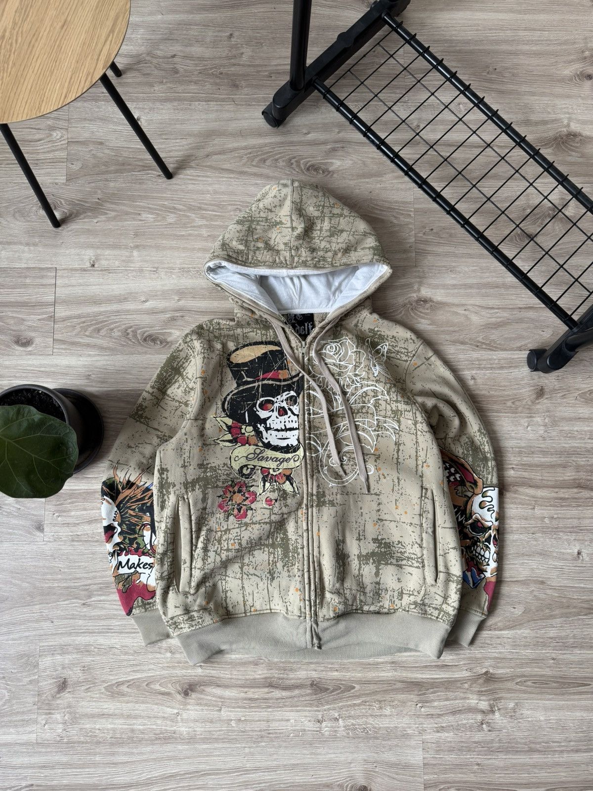 Other Vintage Y2K Delf Skull Tattoo Overprinted Heavy Hoodie Size US XL / EU 56 / 4 - 1 Thumbnail