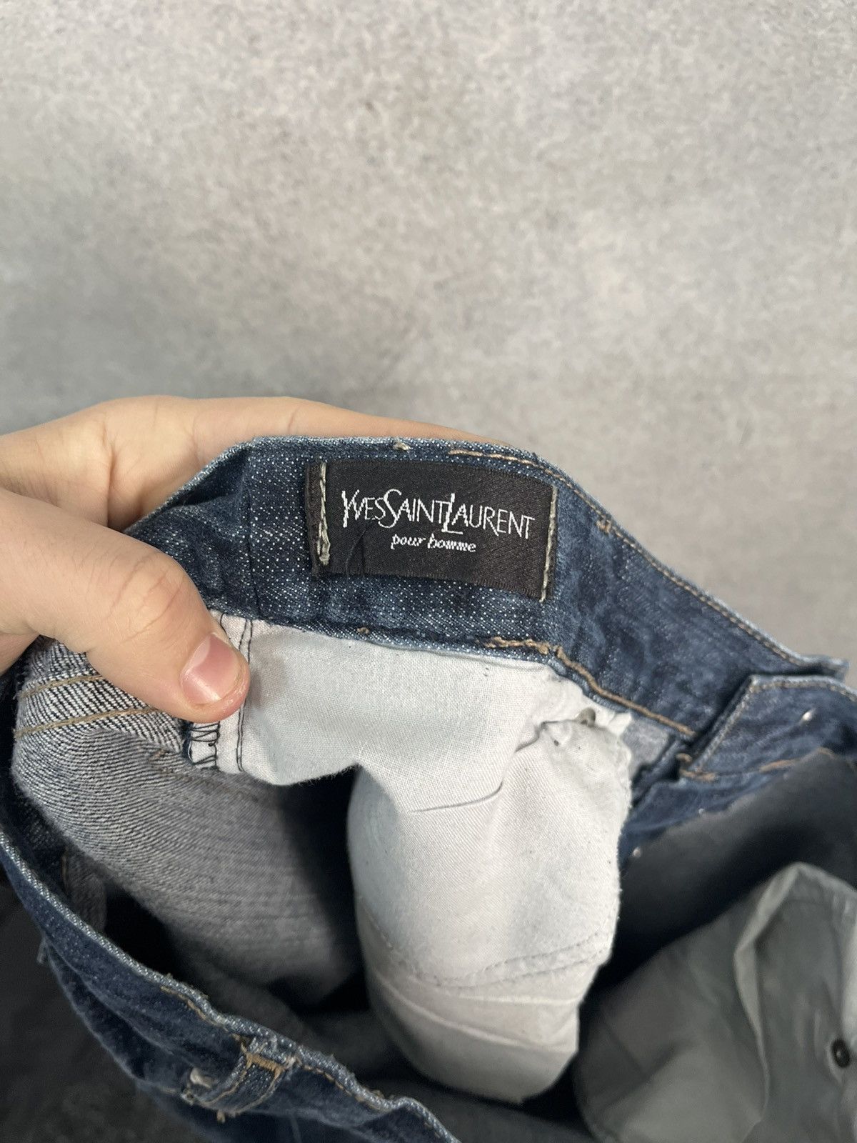 Yves Saint Laurent Vintage Yves Saint Lauren Big Logo Distressed Jeans YSL Size US 32 / EU 48 - 12 Thumbnail