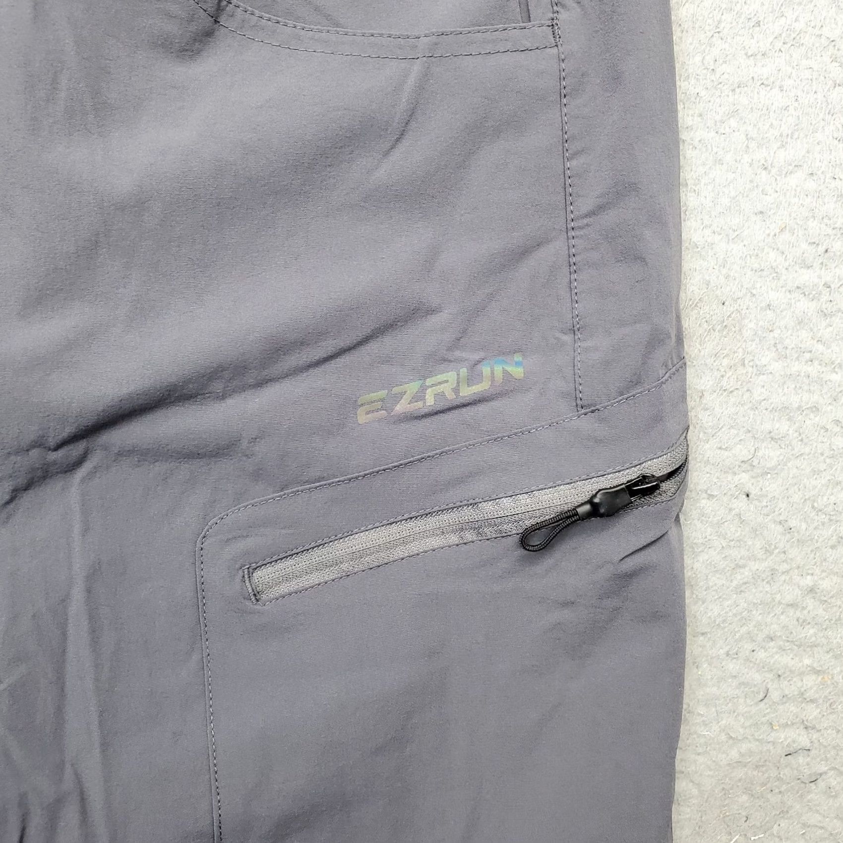 Vintage EZRUN Cargo Short Mens L Gray Stretch Nylon Regular Pockets Outdoor Size US 33 - 7 Thumbnail