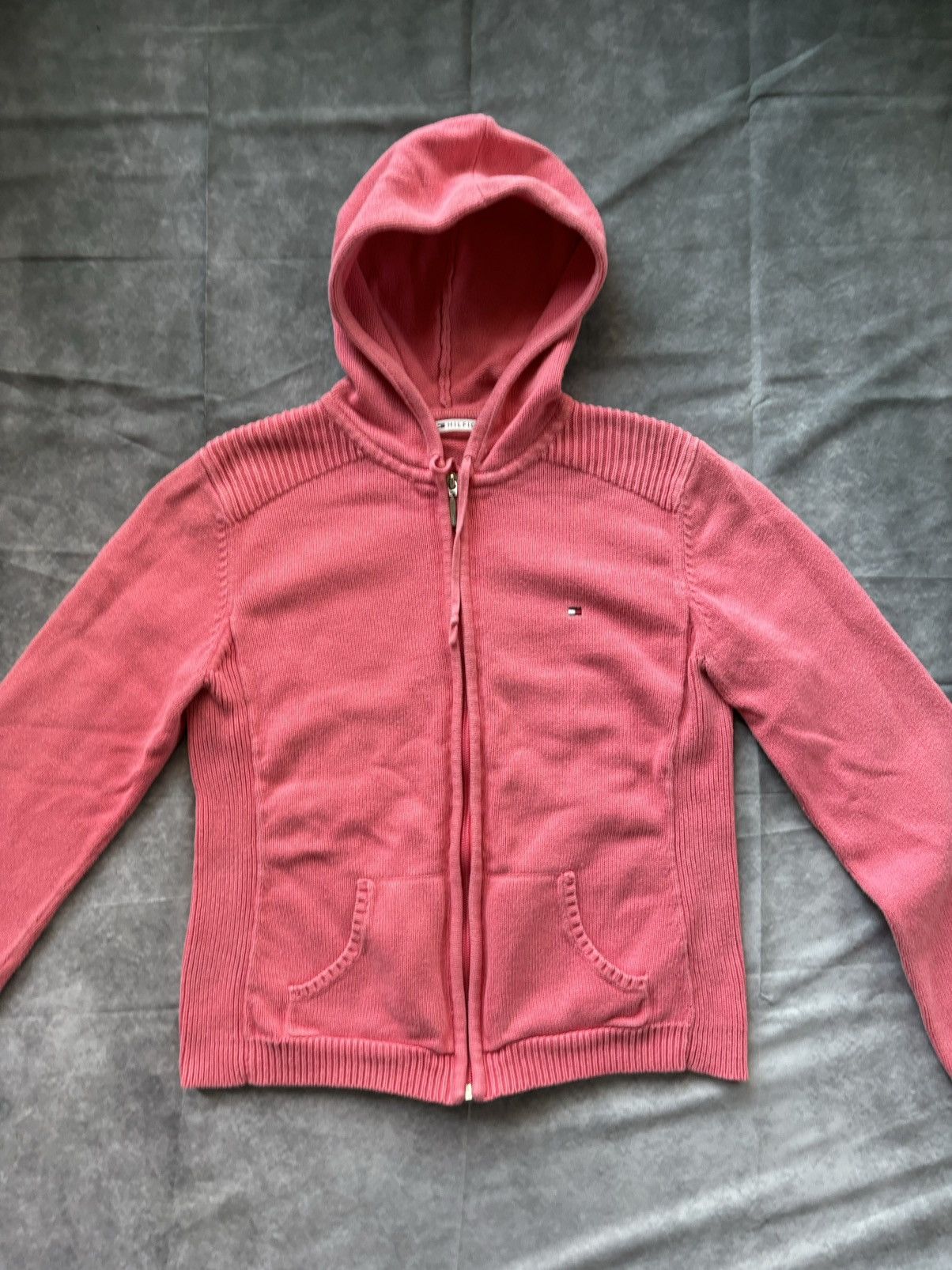 Tommy Hilfiger × Tommy Jeans × Vintage Vintage Tommy Hilfiger Hoodie 1990s 2000s Y2K Ribbed Zip Up Size US XS / EU 42 / 0 - 3 Thumbnail