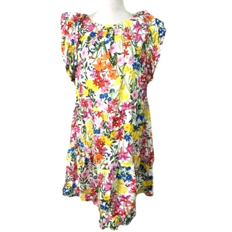 Other Maggy London Mini Dress Floral Ruffle Sleeves Multicolor 16 Size XXL / US 16-18 / IT 52-54 - 2 Thumbnail