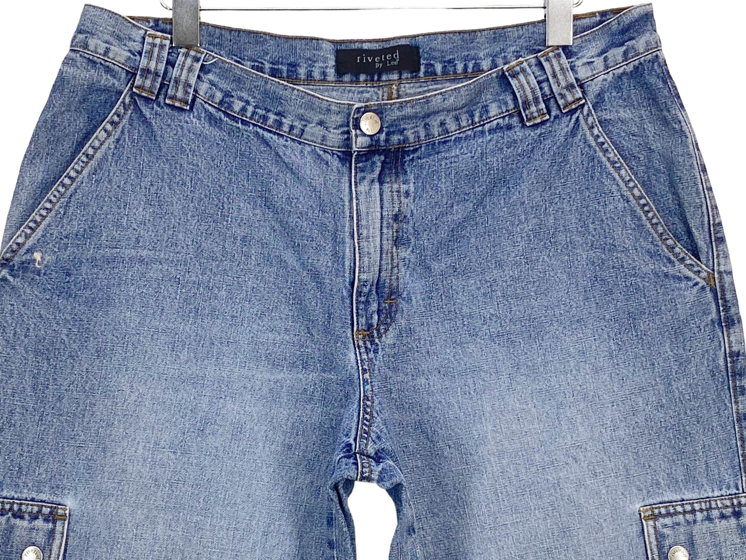 Lee Vintage Lee Riveted Denim Shorts Light Blue 90s Streetwear Size US 29 - 3 Thumbnail