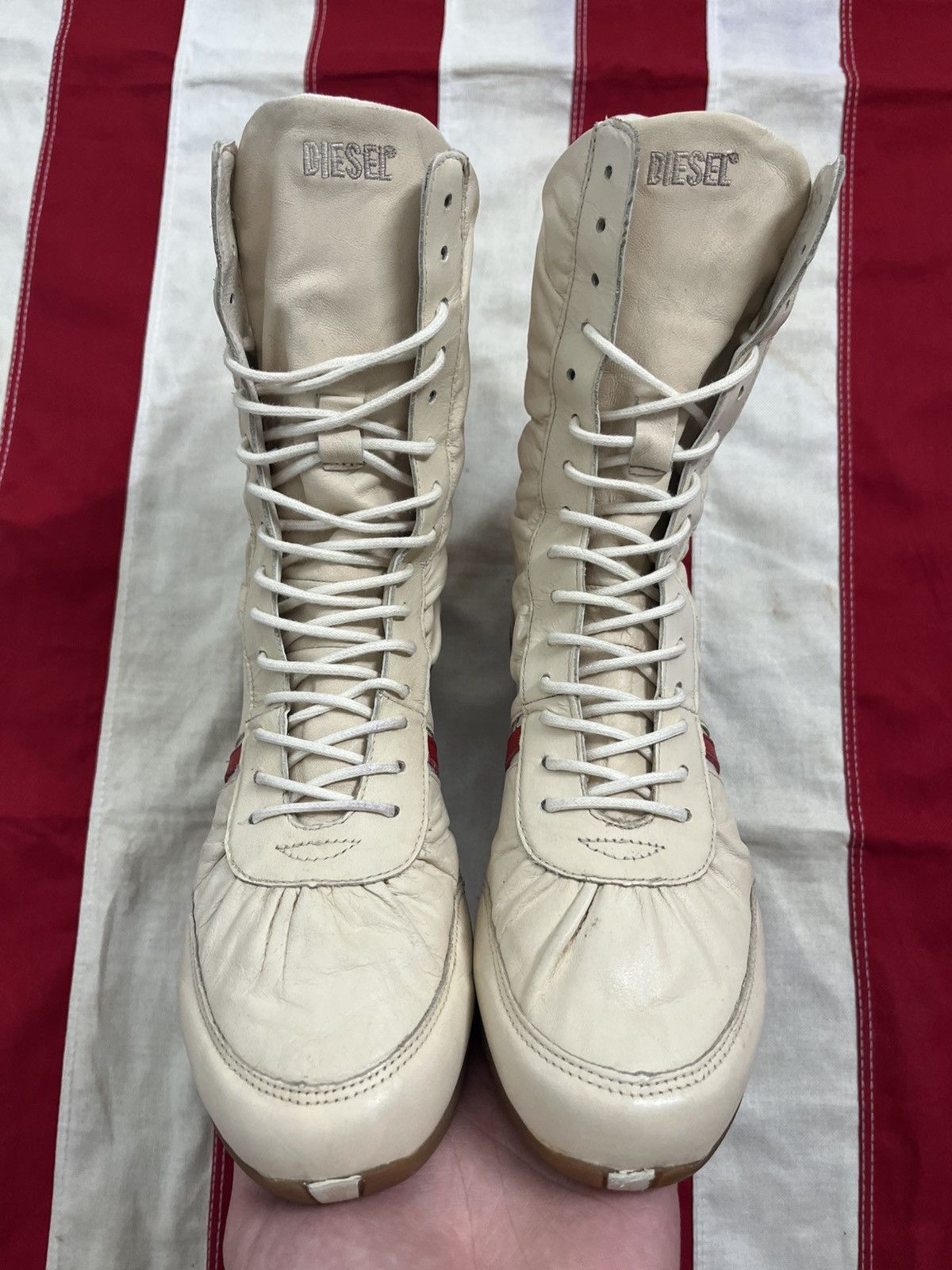 Diesel Archive Diesel wrestling/boxing boots in leather, dark cream Size US 8 / IT 38 - 3 Thumbnail