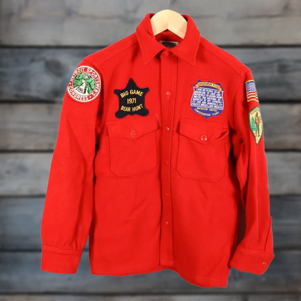 Vintage VINTAGE Montgomery Ward Woolrich Shirt Mens Medium Red Wool Western Field + Patches Shirt Mens Medium Red Wool Western Field + Patches Size US M / EU 48-50 / 2 - 1 Thumbnail