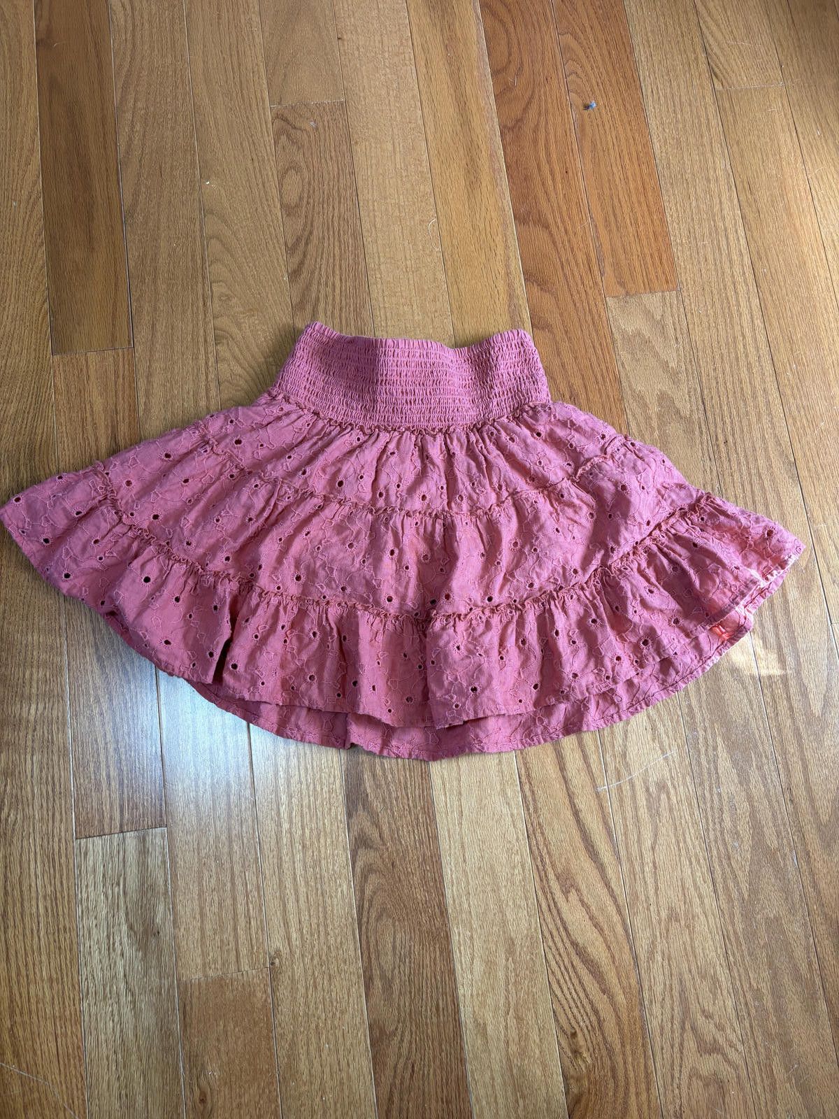 American Eagle Outfitters AE Boho cottage core Fairy Pink Eyelet Ruffle Mini Skirt XS Size 26" / US 2 / IT 38 - 3 Thumbnail
