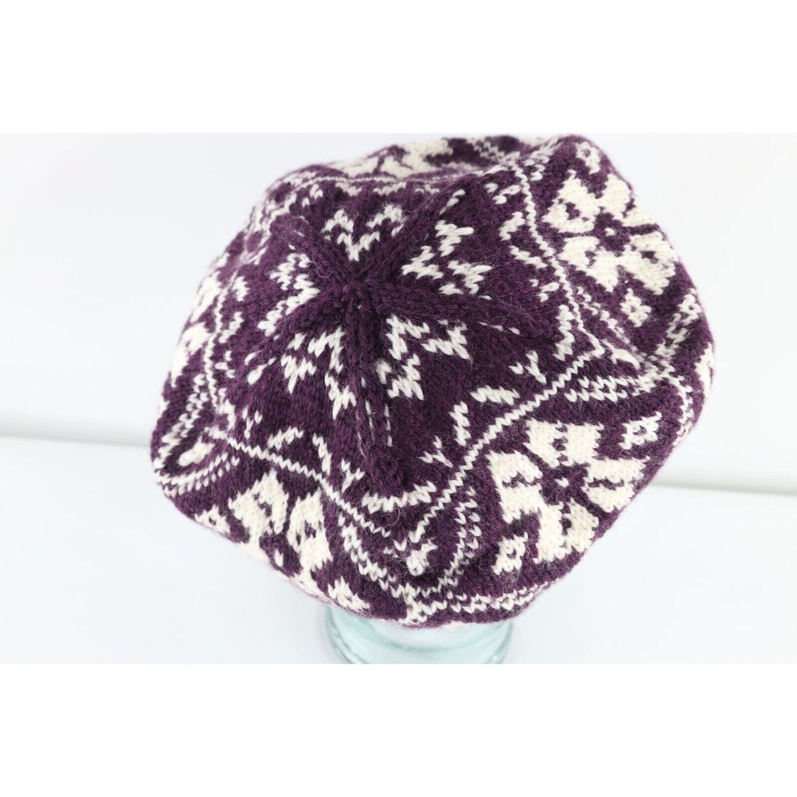 Vintage Vintage 70s Hand Crochet Knit Fair Isle Winter Beanie Hat Size ONE SIZE - 5 Thumbnail