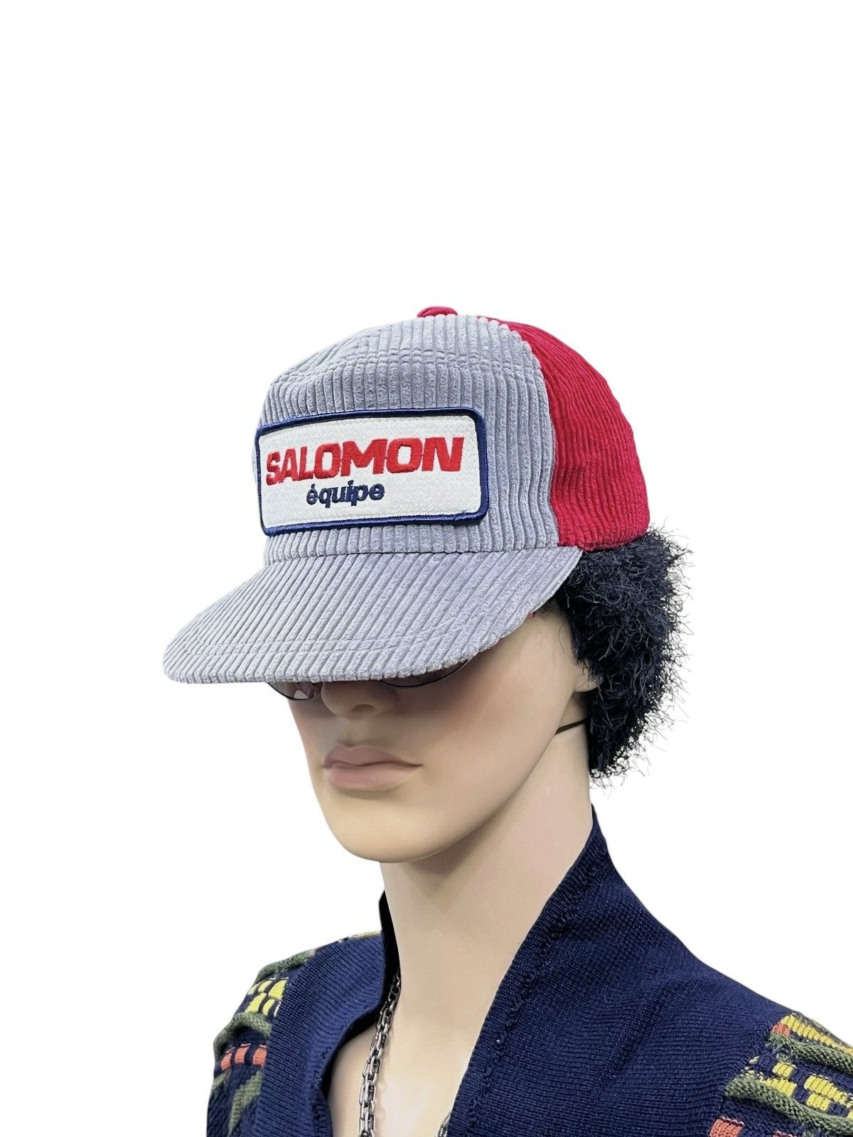 Salomon 🔥RARE💥 90s SALOMON Équipe Corduroy Ear Flap Cap Japan Size ONE SIZE - 6 Thumbnail