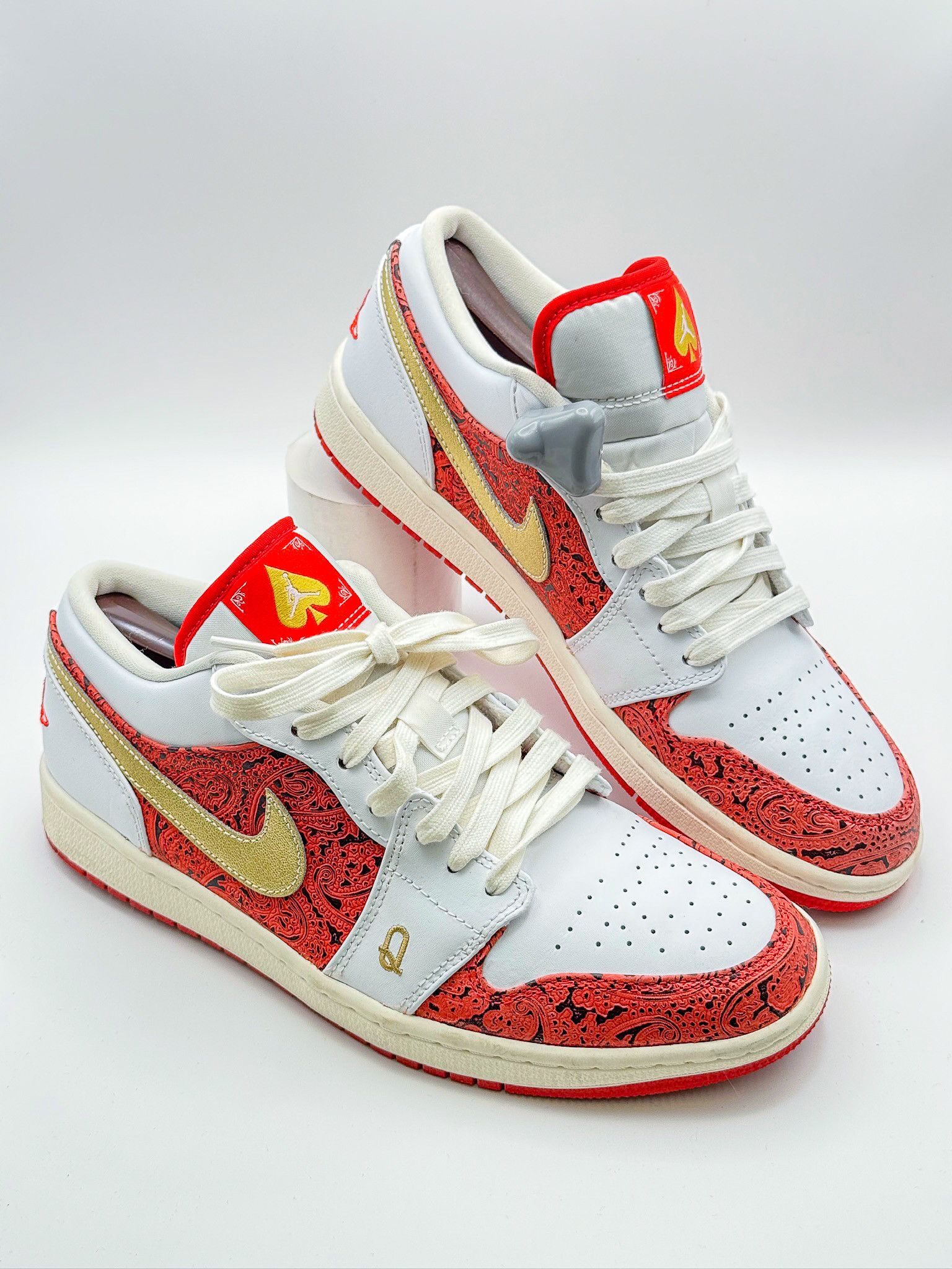 Nike Nike Air Jordan 1 Low SE White Red "Spades" Sneakers Size US 8 / EU 41 - 1 Thumbnail