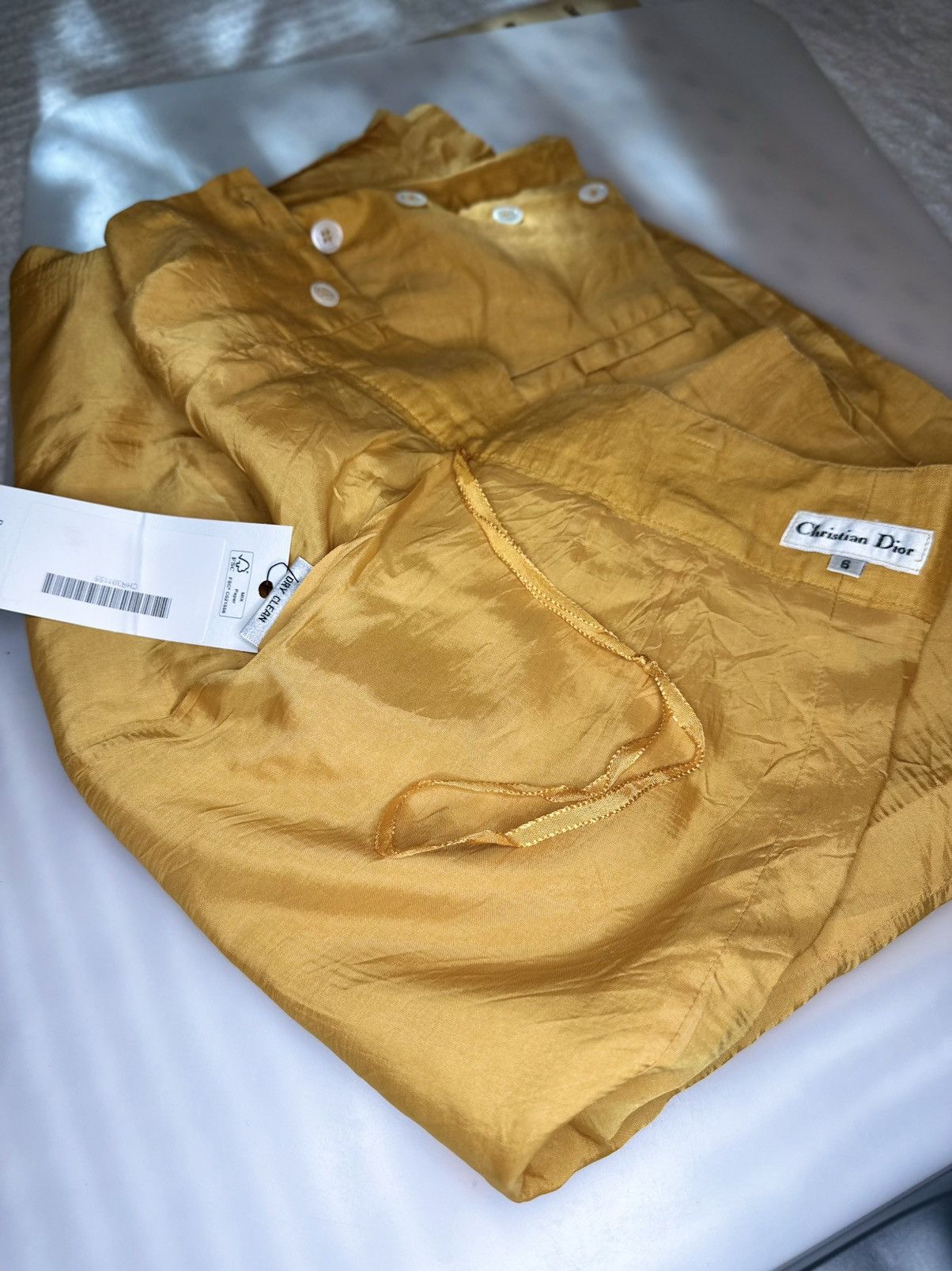 Dior Christian Dior Vintage early 80’s Mustard Yellow Linen Skirt Size 28" / US 6 / IT 42 - 9 Thumbnail