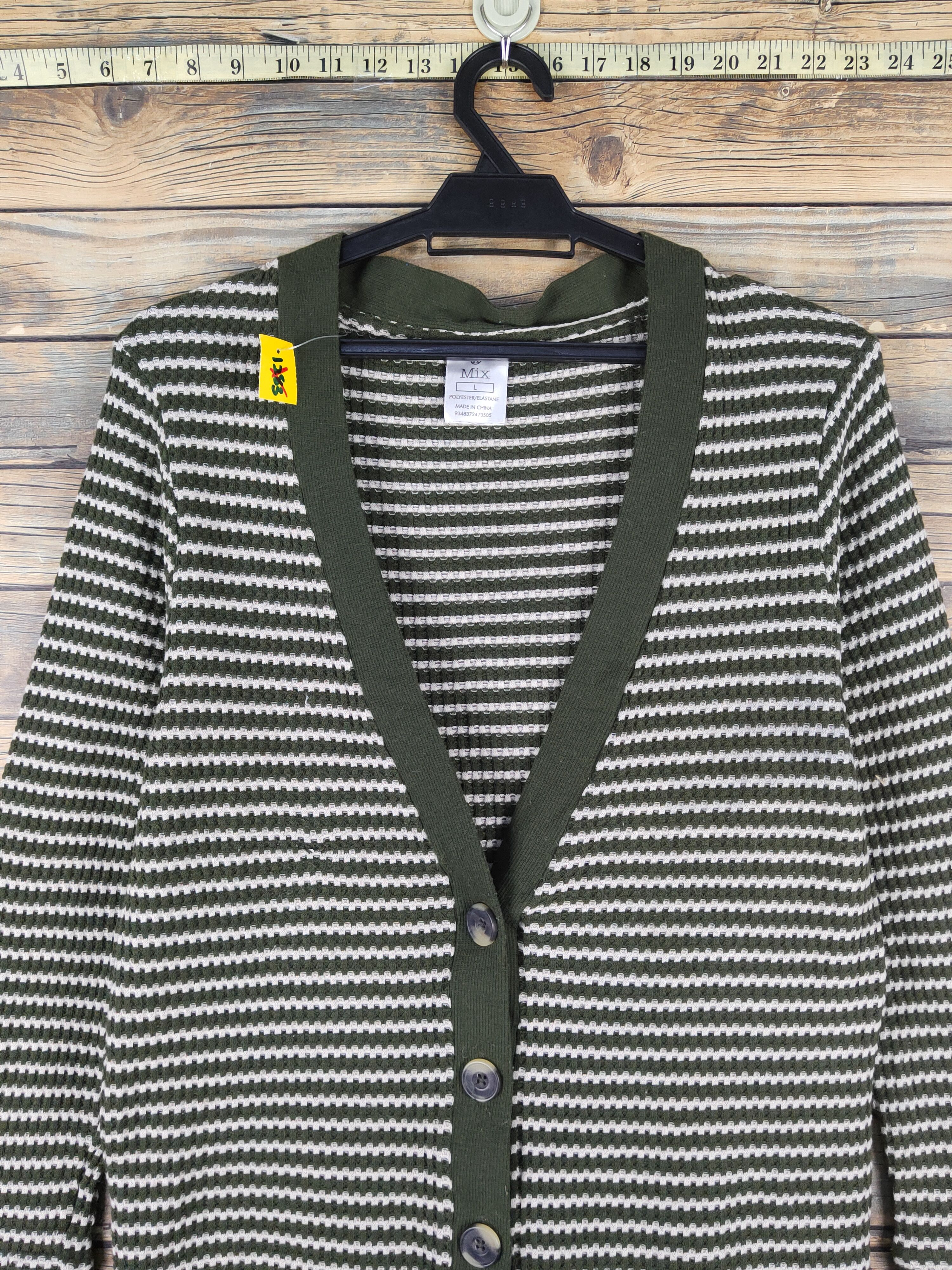 Homespun Knitwear × Japanese Brand Mix Olive stripe Knitwear Cardigan #W1354 Size US M / EU 48-50 / 2 - 2 Thumbnail