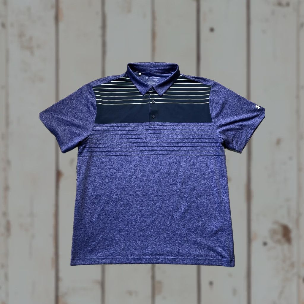 Under Armour Under Armour Polo Shirt Mens 2XL Blue The Playoff Polo Golf Performance Striped Short Sleeve Collared Shirts Mens Size US XXL / EU 58 / 5 - 1 Thumbnail