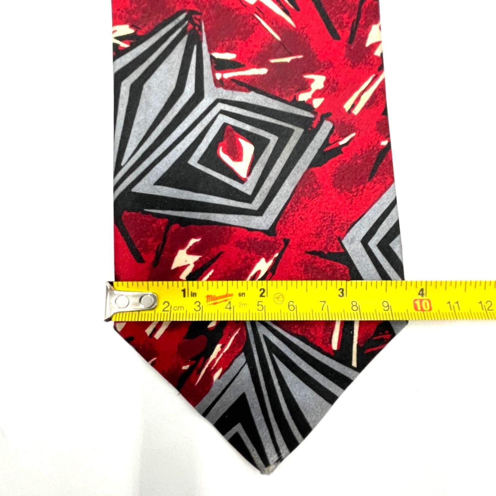 Pierre Balmain Vintage Balmain Tie Abstract Geometric Red Size ONE SIZE - 6 Thumbnail