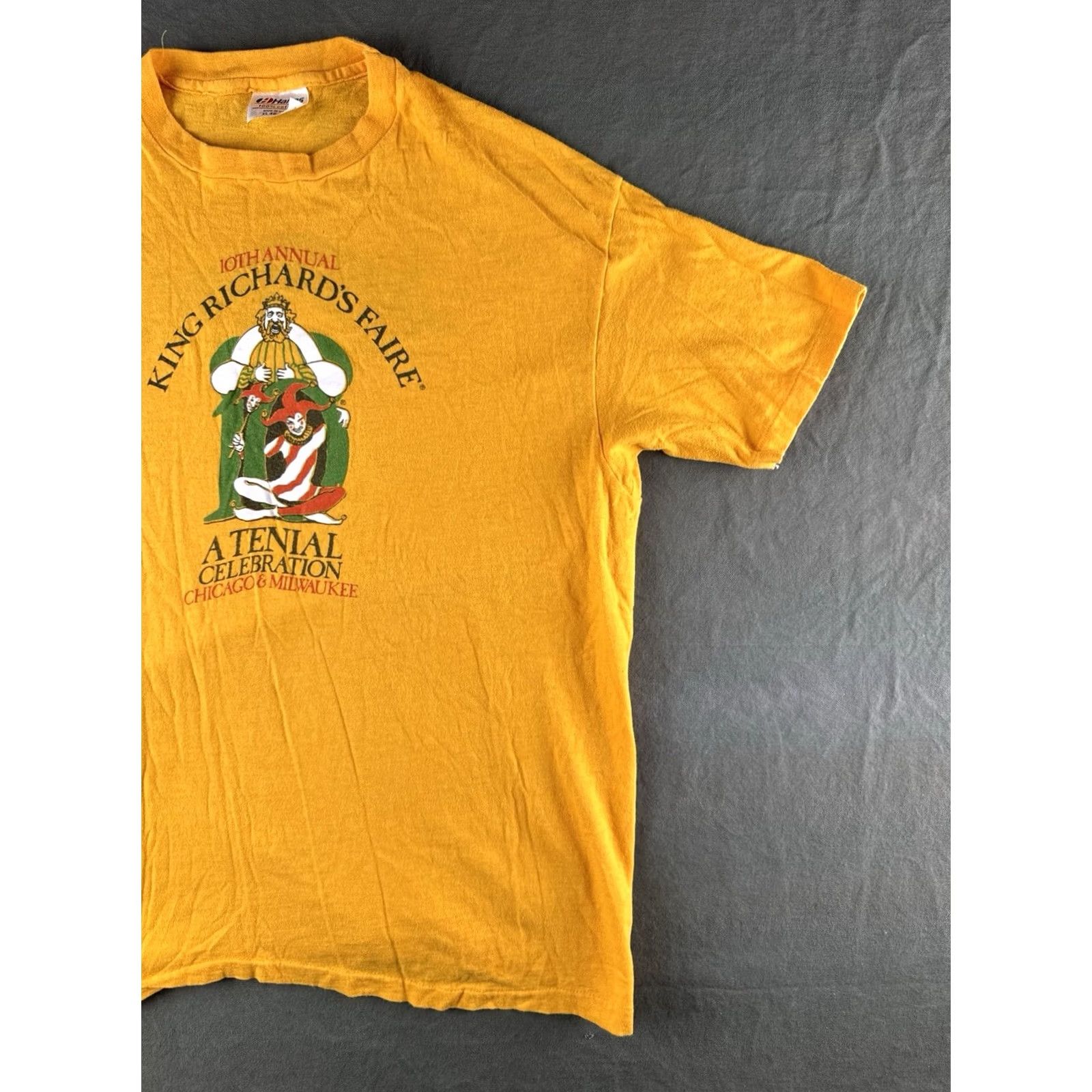 Hanes VINTAGE King Richard’s Faire T Shirt USA Renaissance Festival XL Yellow 80s Mens Size US XL / EU 56 / 4 - 4 Thumbnail