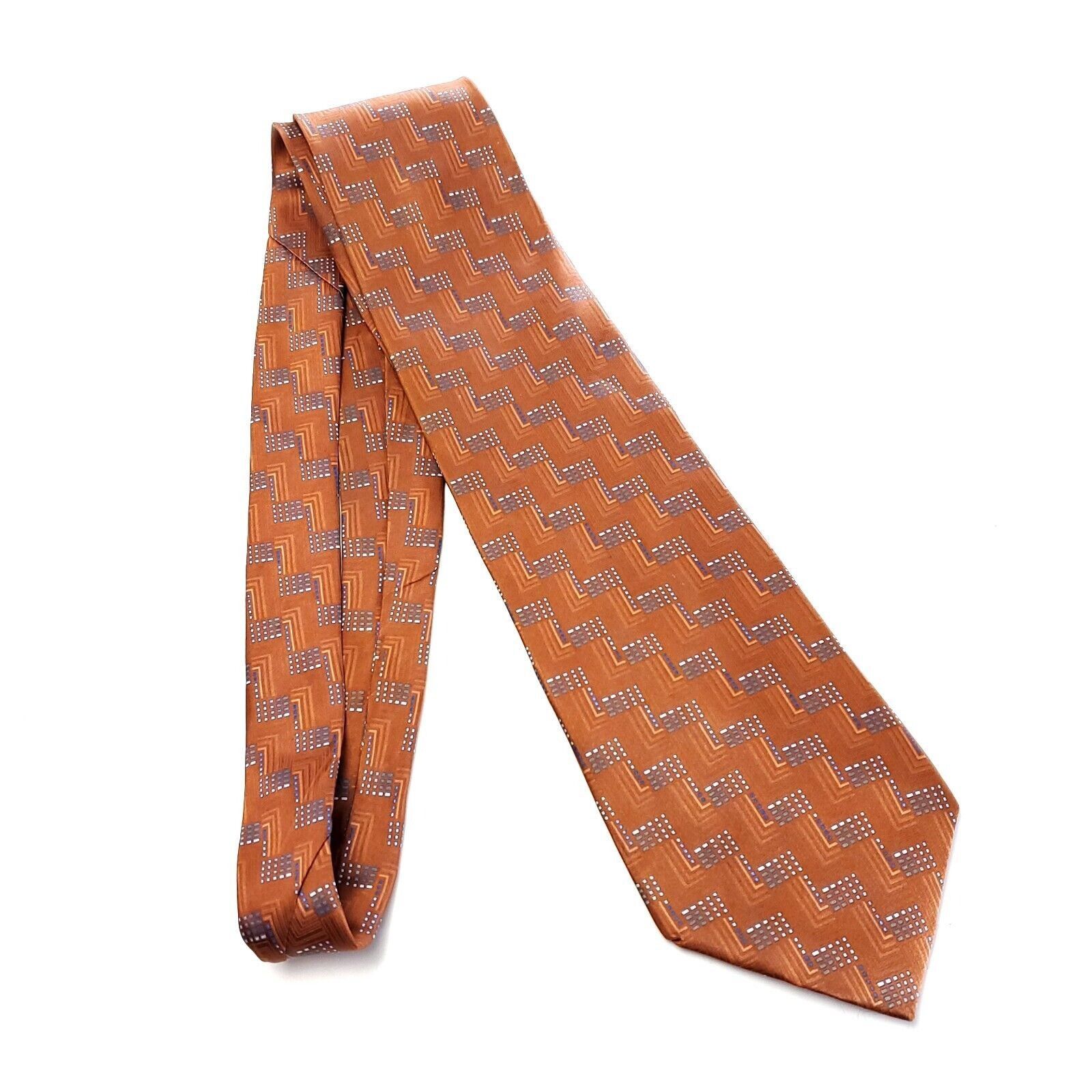 Croft & Barrow Croft & Barrow Orange Geometric Print Wide Silk Tie Size ONE SIZE - 6 Thumbnail