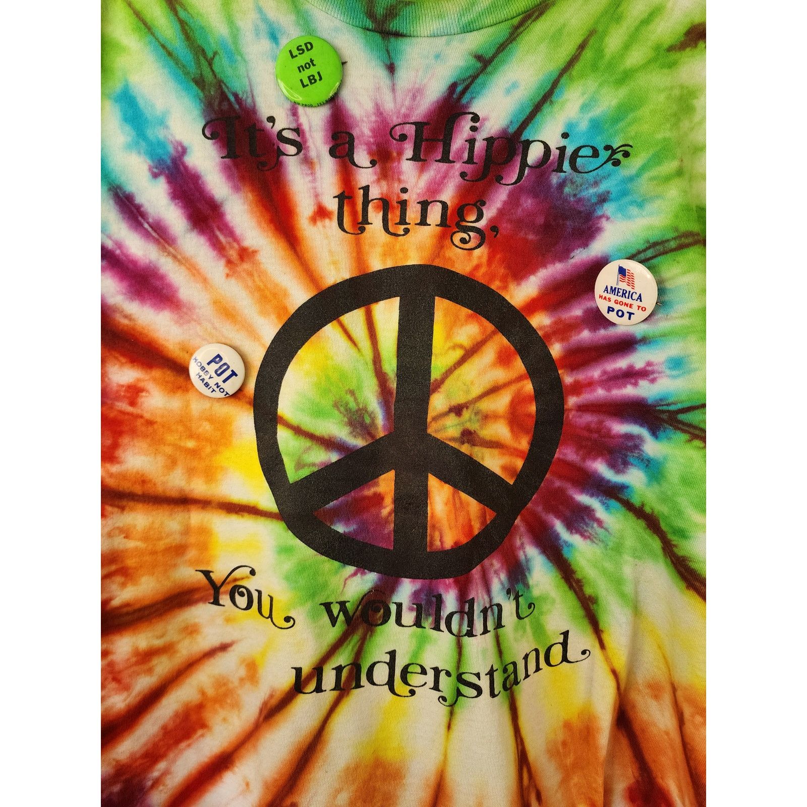 Lee Vintage Tie Dye Hippie Shirt Lee XXL Psychedelic Tee 90s USA Size US XXL / EU 58 / 5 - 2 Thumbnail
