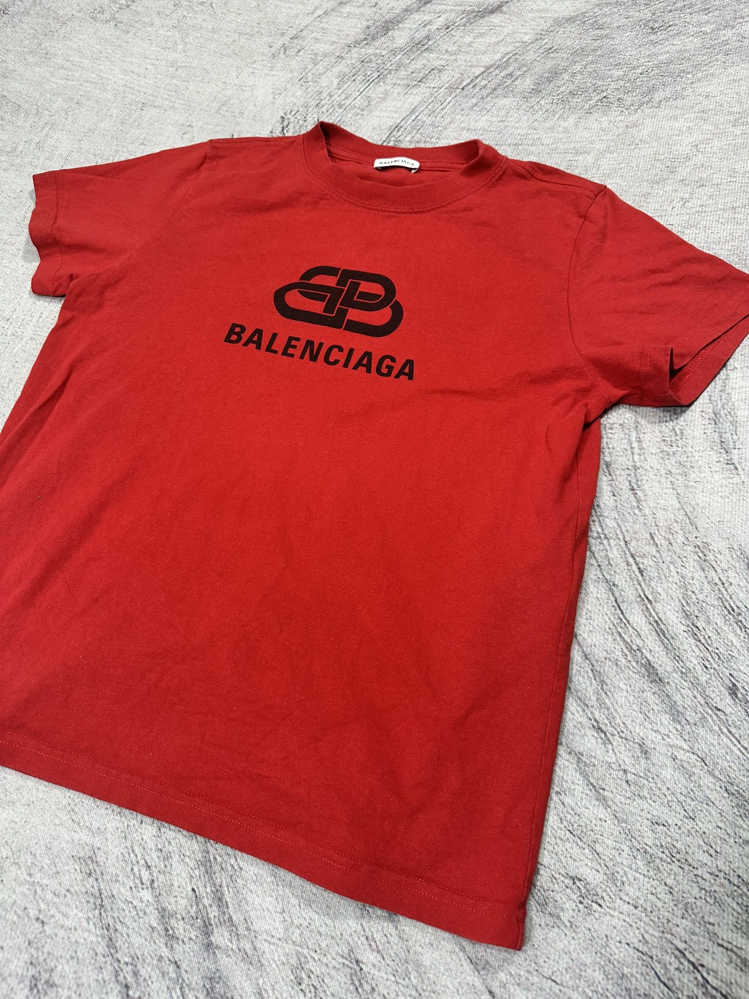 Balenciaga Balenciaga T-Shirt BB Logo Print Red Cotton Size M / US 6-8 / IT 42-44 - 3 Thumbnail