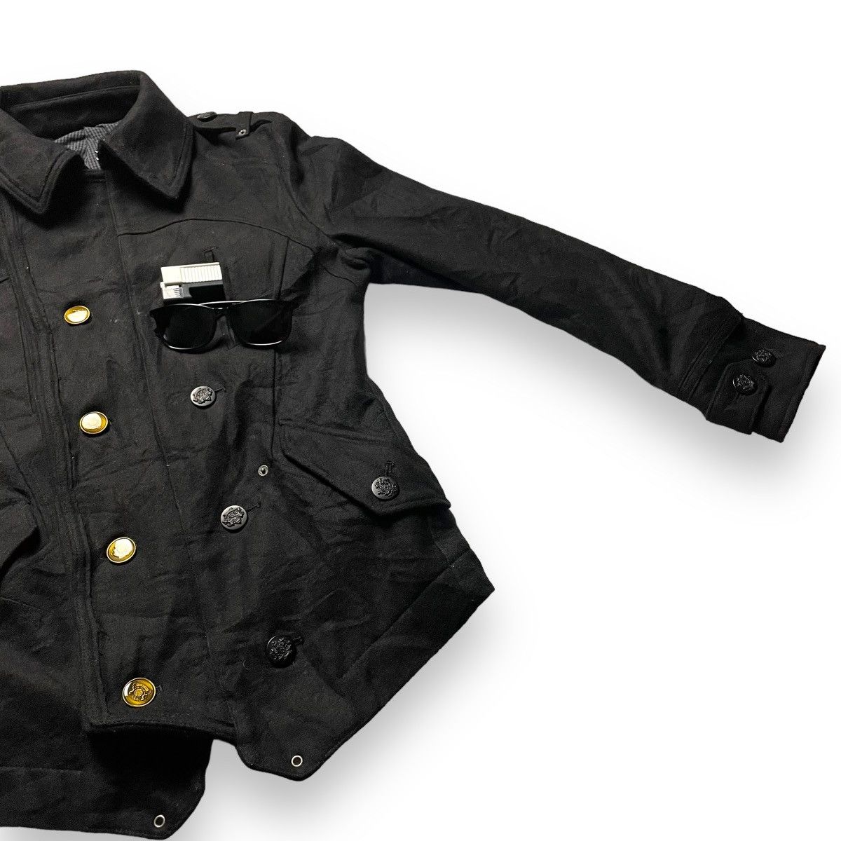 If Six Was Nine × Le Grande Bleu (L.G.B.) × PPFM 🇯🇵 VINTAGE PPFM WOOL PEA COAT PUNK GOTHIC JACKET Size US L / EU 52-54 / 3 - 7 Thumbnail